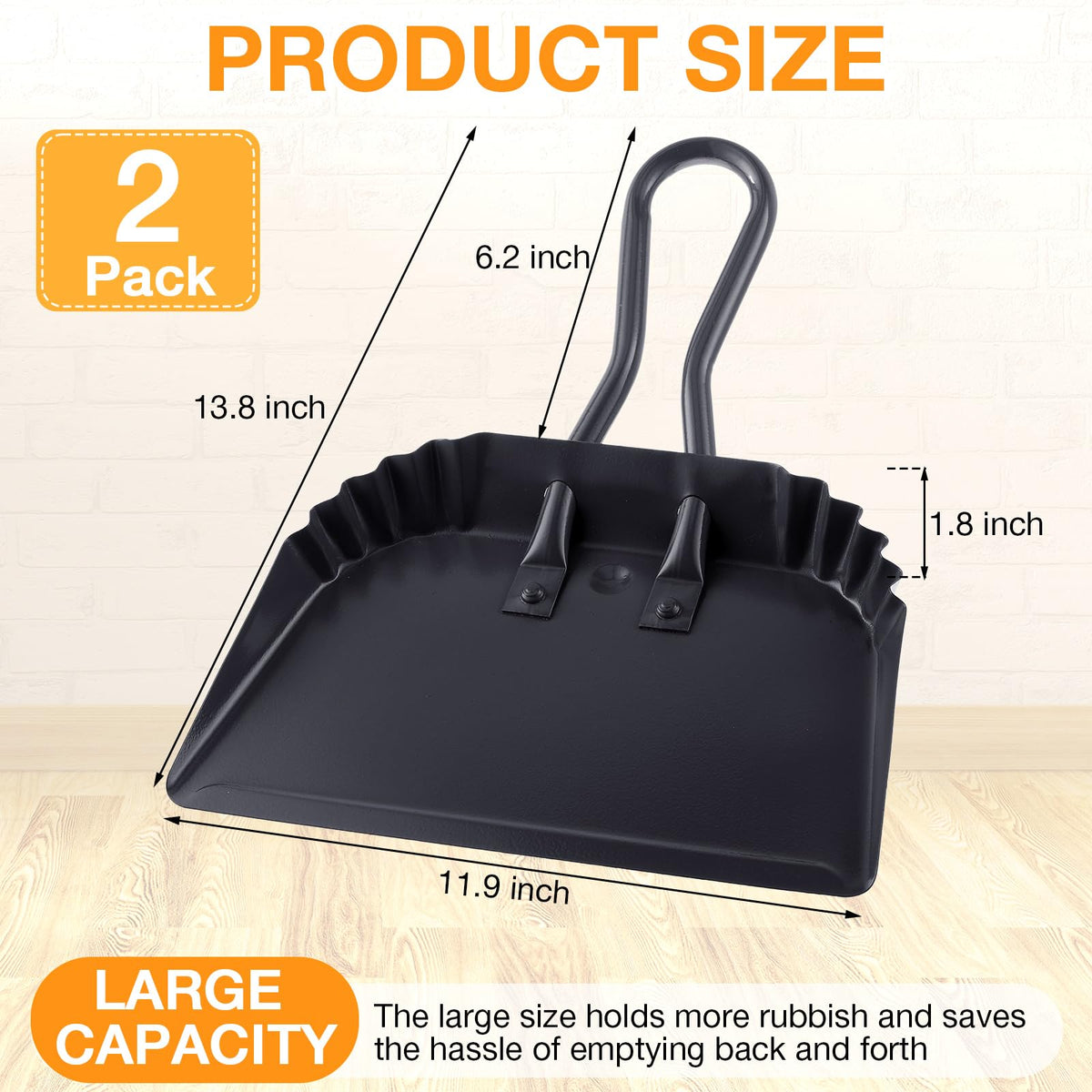 2 Pcs Heavy Duty Metal Dust Pans (2 Count)