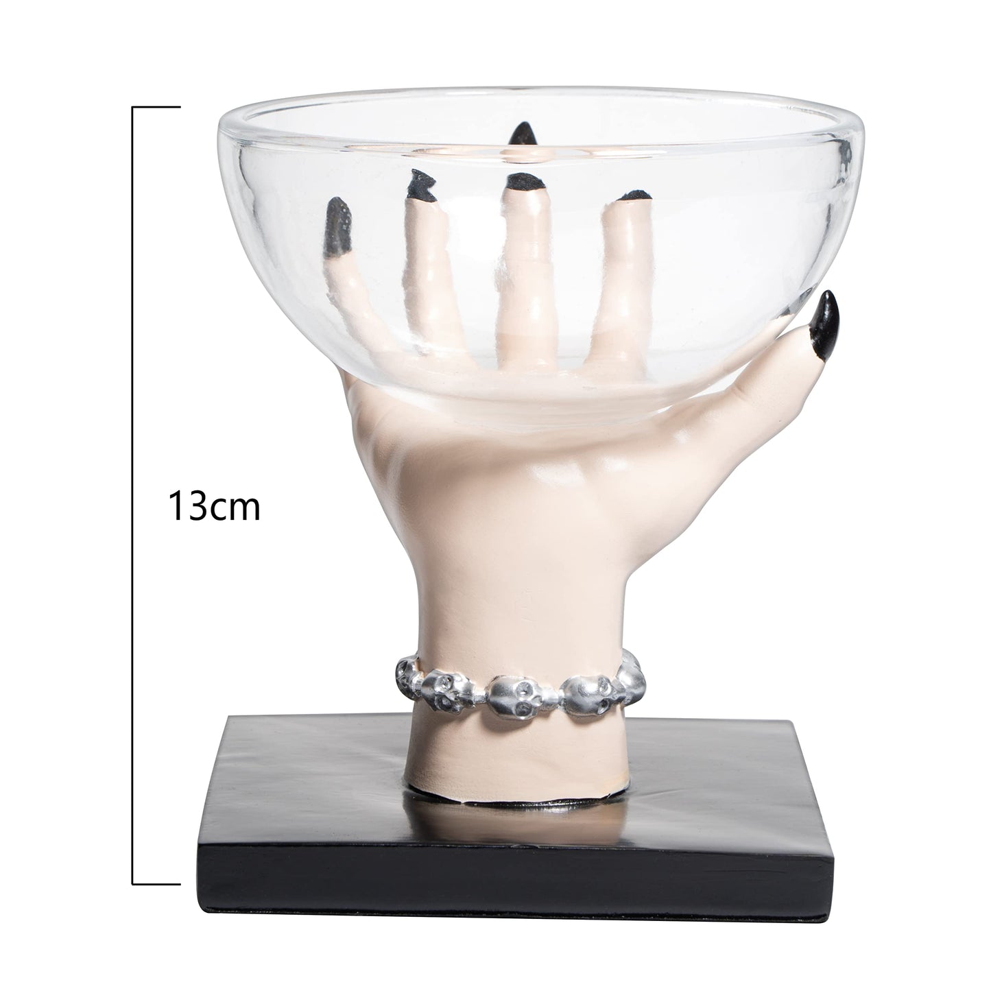GUTE Witch Hand Candy Bowl Stand – 5" Resin Snack Dish for Treating, Candy Holder Basket Nuts, Jewelry, Snacks, Gothic Party Decoration, Office Centerpiece Countertop Display
