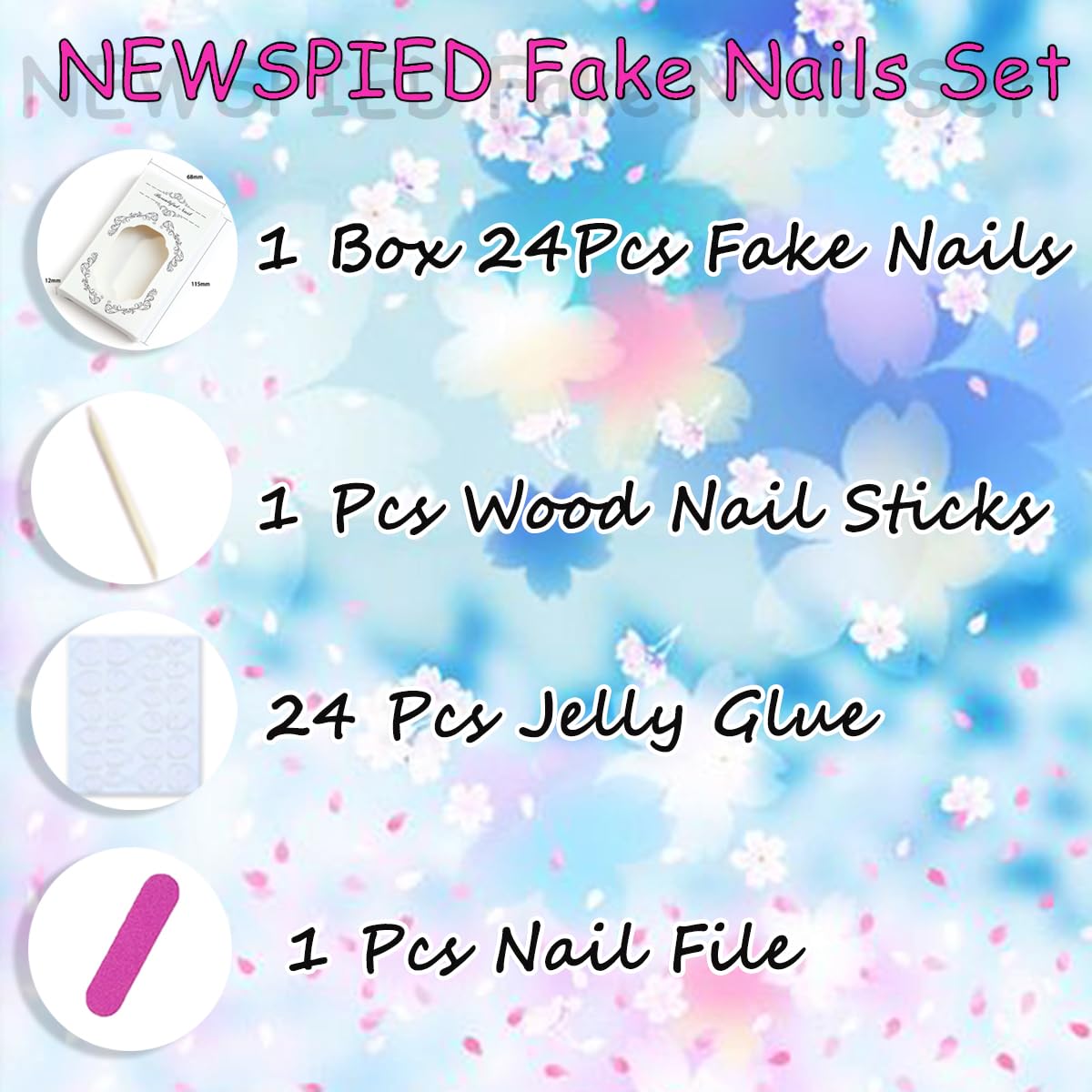 24Pcs 3D Floral Press on Nails Almond Shape Spring Cute Fake Nails with Bee Ladybug Design French Tip Acrylic False Nails Medium Length Reusable Stick on Nails Full Cover Artificial Nails for Women