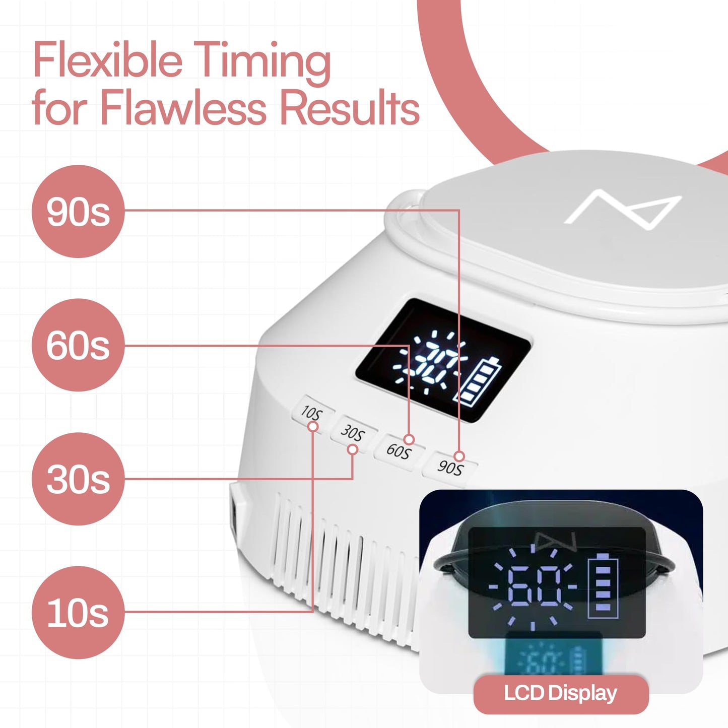 M - GlowPro Professional Hybrid 86W Wireless Rechargeable UV LED Nail Curing Lamp Cordless Nail Dryer for Gel Nails, Manicure, Pedicure (Black)
