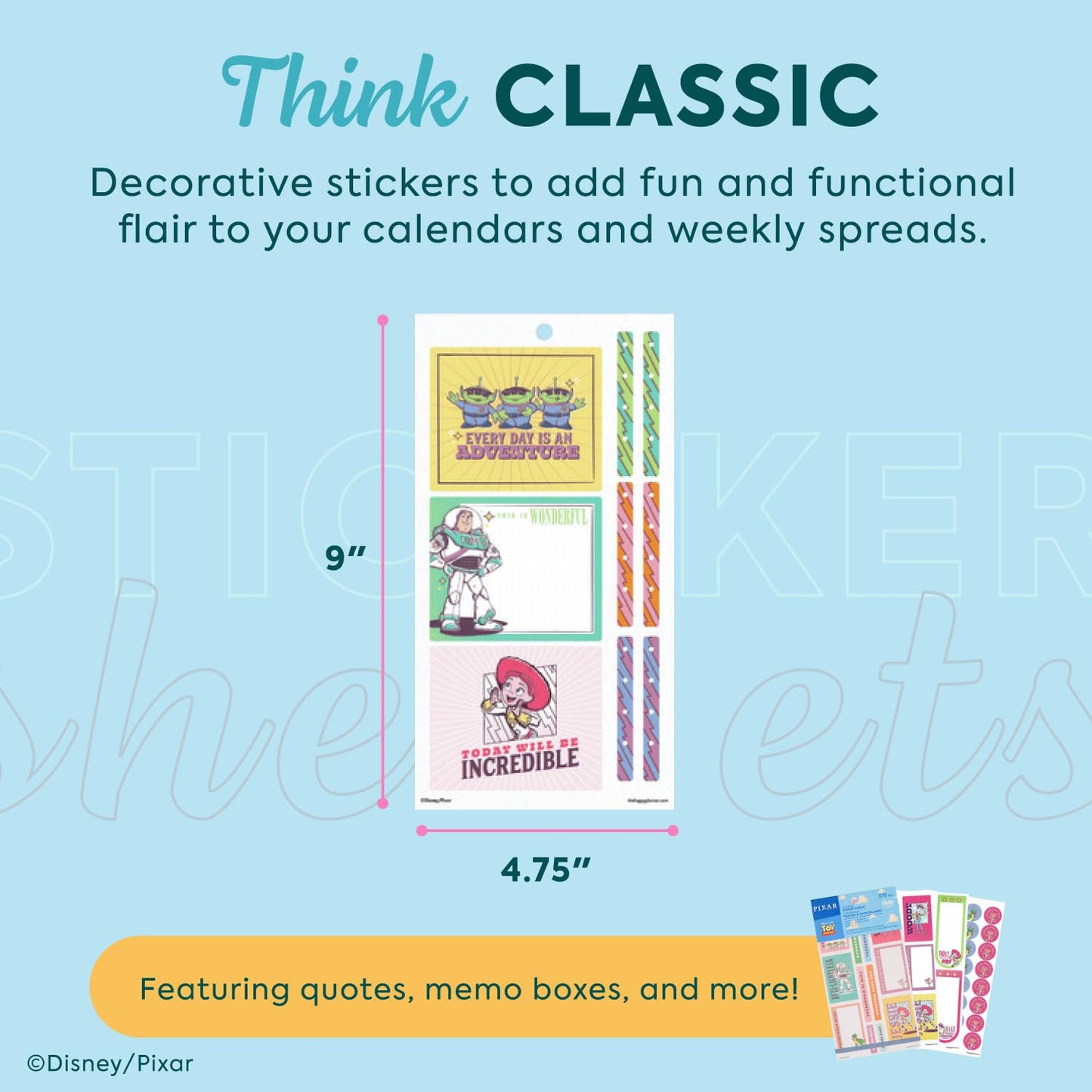 Happy Planner Disney Toy Story 30-Sheet Sticker Pack for Planners, Calendars, and Journals, Easy-Peel Sticker Sheets, Scrapbook Accessories, Woody and Friends