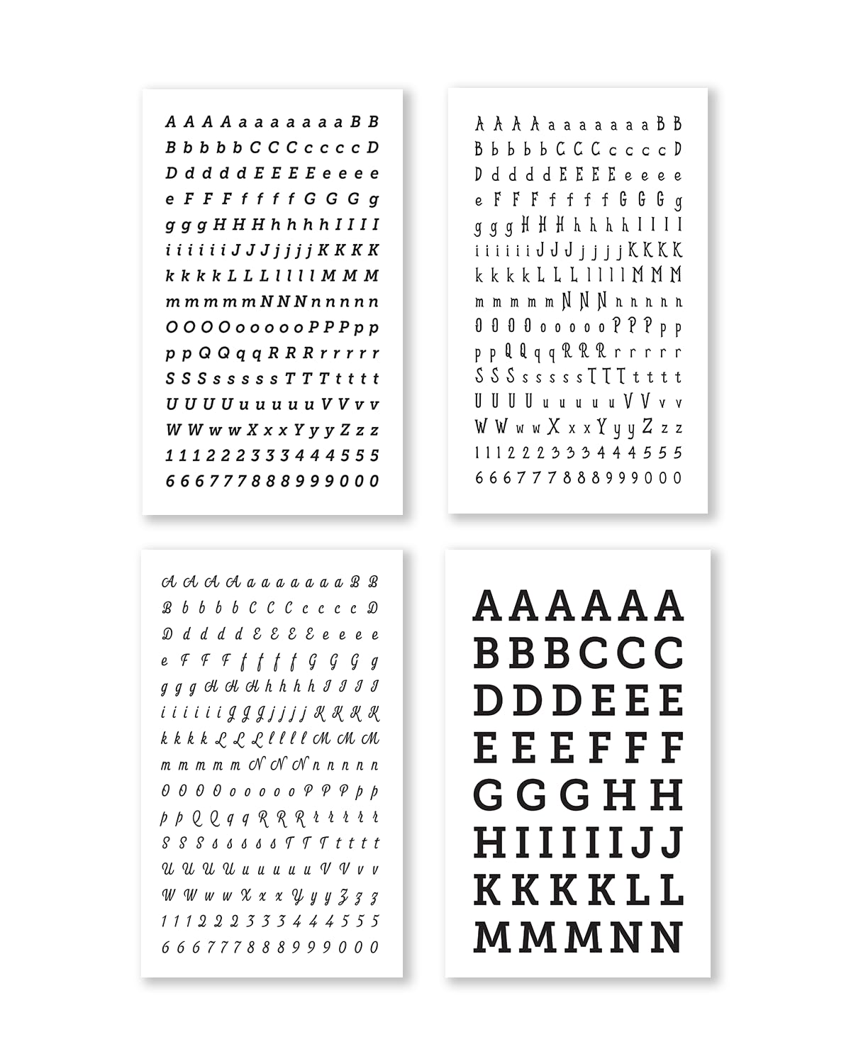 Rongrong Alphabet Collection Sticker Book for Planners, Journals, Scrapbooks – Letters in Multiple Fonts, Sizes & Styles – Perfect for Personalizing Tabs, Labels & Creative Projects - 25 Pages