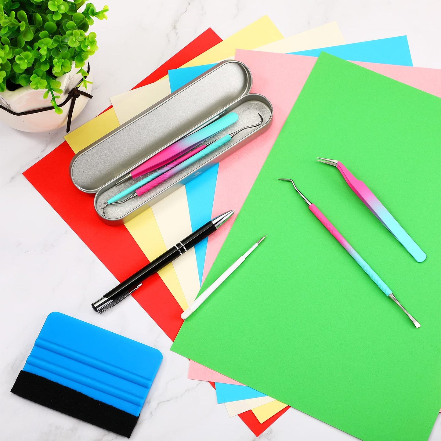 13 Pieces Weeding Silhouette Tools Kit, Craft Vinyl Weeding Tools Lettering Vinyl Tool Kit Stainless Steel Silhouette Accessories Craft Knife Ruler Scraper for Crafts DIY Paper Cameo