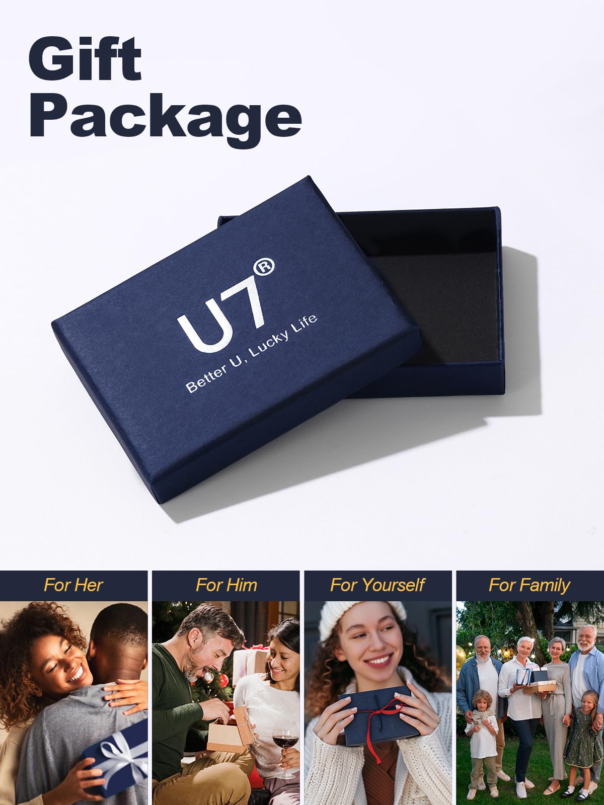 U7 Women Rose Gold Plated Heart & Heart Photo Locket Necklace That Hold Picture, with Gift Box