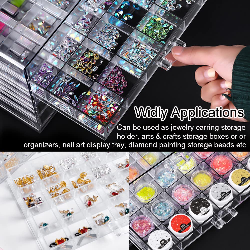 YUFONG Earring Storage Box Organizer, Acrylic Jewelry Storage Box Holder 5 Drawers Transparent Jewelry Display Stand with 120 Small Compartments Gift Boxes for Women Girls (Clear)