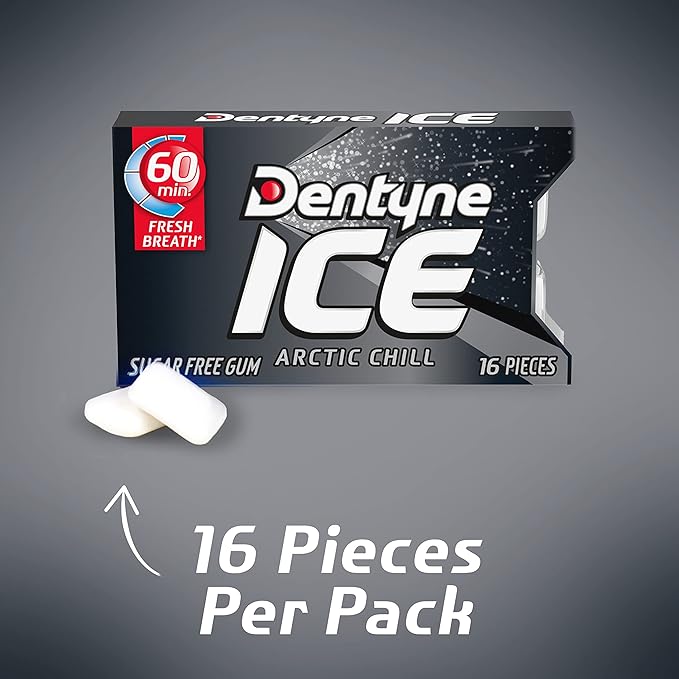 Dentyne Ice Arctic Chill Sugar-Free Chewing Gum, 9 Packs of 16 Pieces (144 Total Pieces)