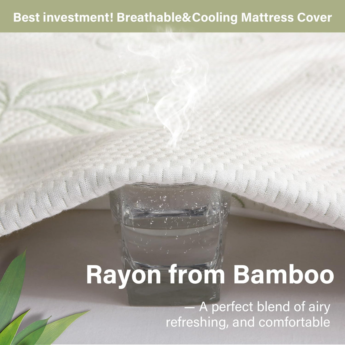 King Mattress Protector Waterproof Mattress Pad Washable Bamboo Rayon Mattress Cover Breathable Noiseless Bed Protector 5"