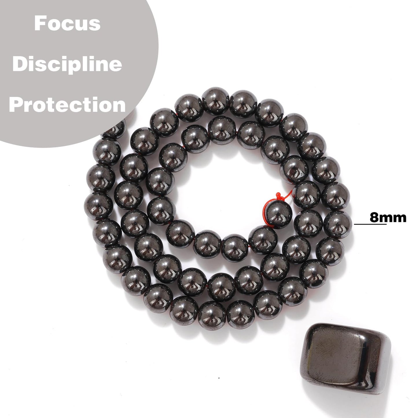 Raicegs 100pcs 8mm Hematite Beads Natural Gemstone Beads Round Loose Beads for Jewelry Making DIY Bracelets Necklace