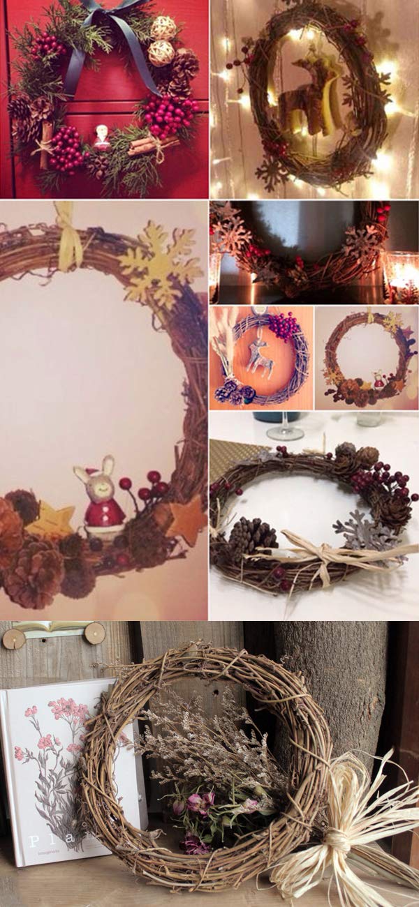 Natural Grapevine Wreath Ring - DIY Craft Vines Base Roll for Rustic Summer Fall Christmas Wreath Door Garland Home Wedding Party Decor Gift Hanging Decor Supplies, 12inch