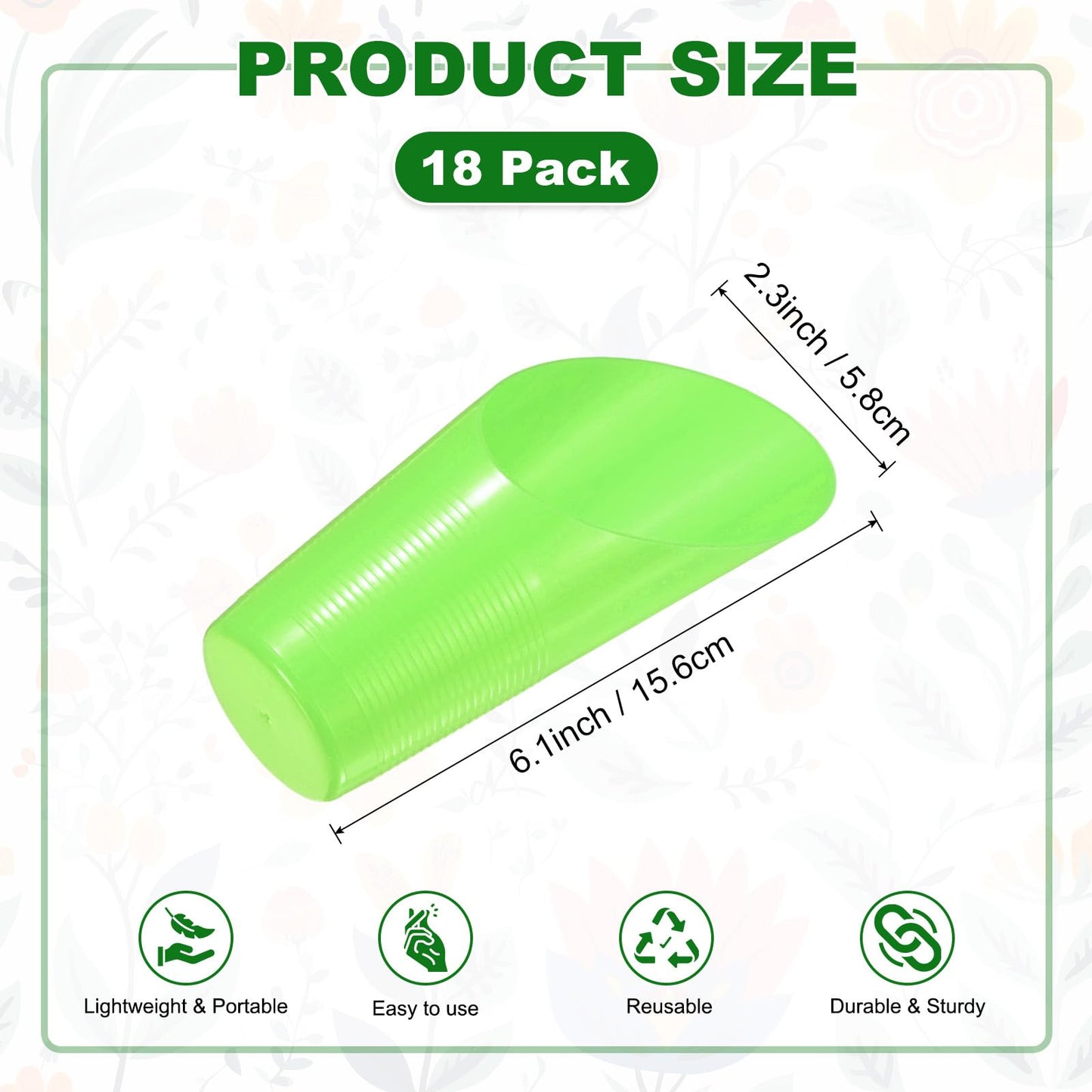 M METERXITY 18-Pack Bonsai Soil Scoops, Plastic Garden Soil Scoops Bucket Shovel Potting Scoopers for Transplanting/Flower Planting/Plant Succulent, Colorful Small Gardening Tools [Green]