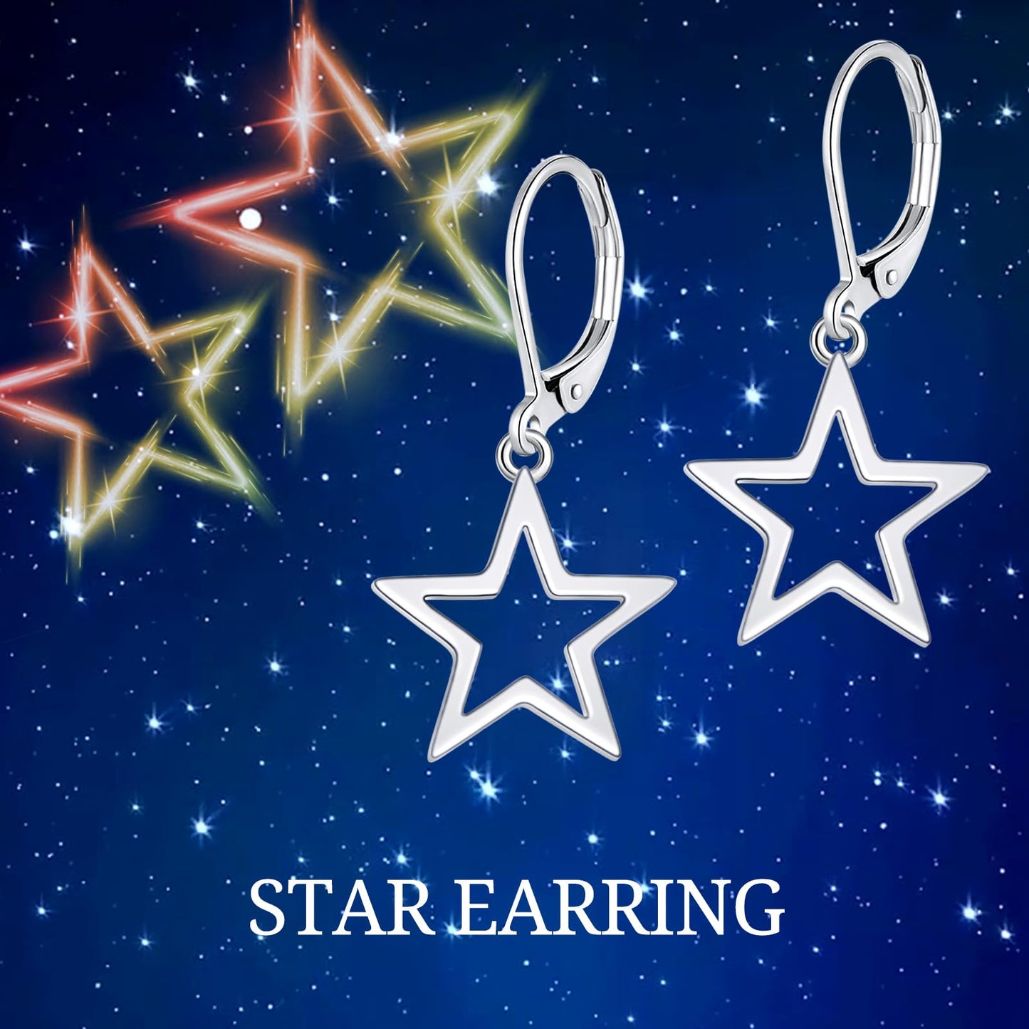 TALYKONG Star Earrings for Women Leverback Dangle Earrings Hypoallergenic Jewelry (star earrings)