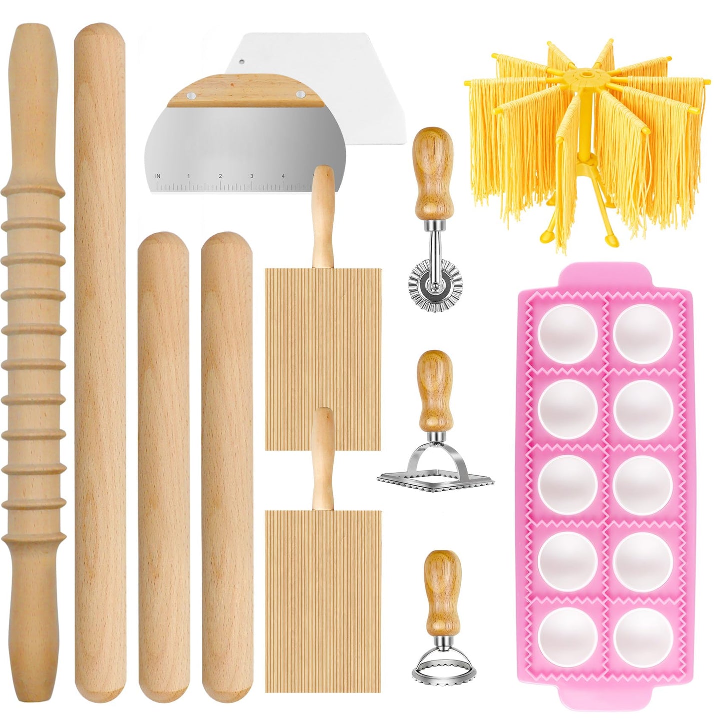 Pasta Making Tools Set, 13 PCS Pasta Making Kit Pasta Making Accessories Homemade Noodle Kit Ravioli Cutter Set