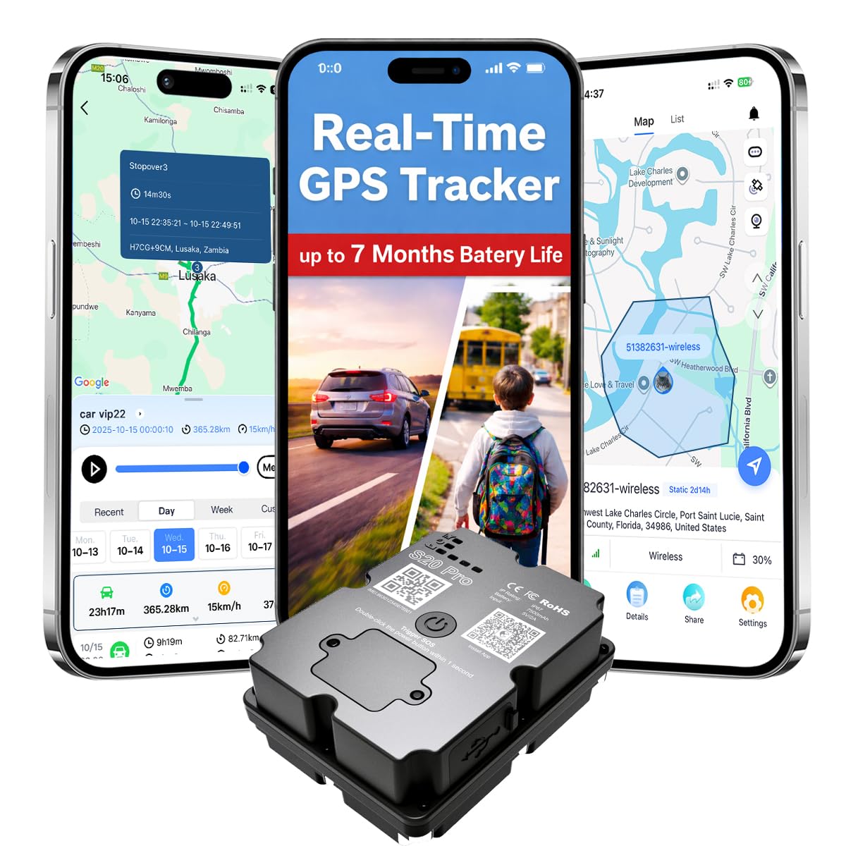 GPS Tracker for Vehichles, up to 7 Months Long Battery Life, Real Time Tracking, Unlimited Distance, Strong Magnetic,IP67 Waterproof 4G Tracker Device for Vehicles Cars Motorcycle, Subscription Needed