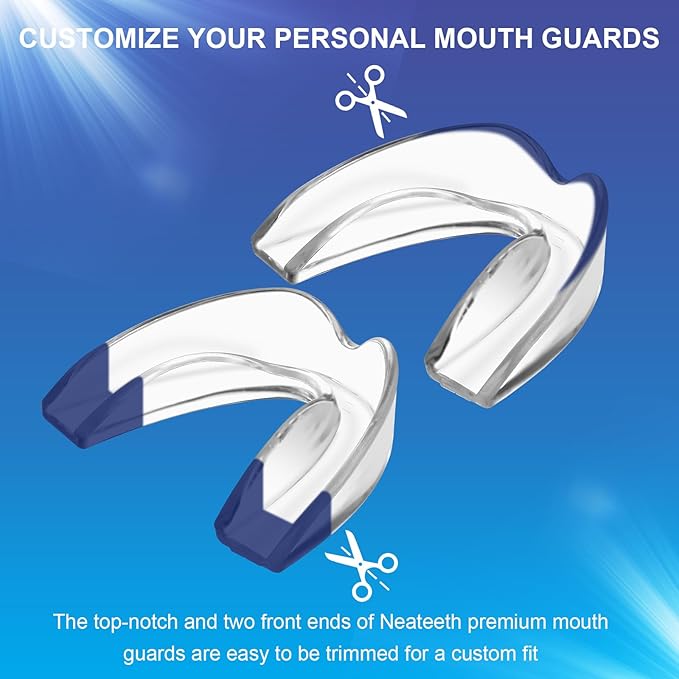 Mouth Guard for Grinding Teeth at Night, Neateeth Night Guards for Teeth Grinding & Clenching, Pack of 4 Dental Guards for Sleeping – 2 Sizes, Travel Case Included