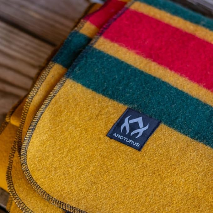 Arcturus Military Wool Blanket - Warm, Thick, Washable - Great for Outdoors, Camping, Stadium Blanket, Picnics, Travel - Car & Bushcraft Survival Kits, Large 64in x 88in 4.5 lb