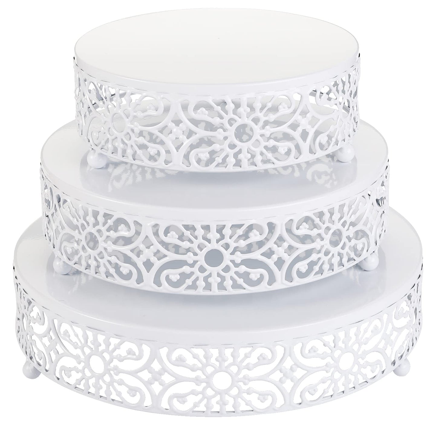 Hedume 3-Piece Cake Stand Set, Round Metal Cake Stands, Dessert Cupcake Stands, Cupcake Pastry Candy Plate for Wedding, Event, Birthday Party