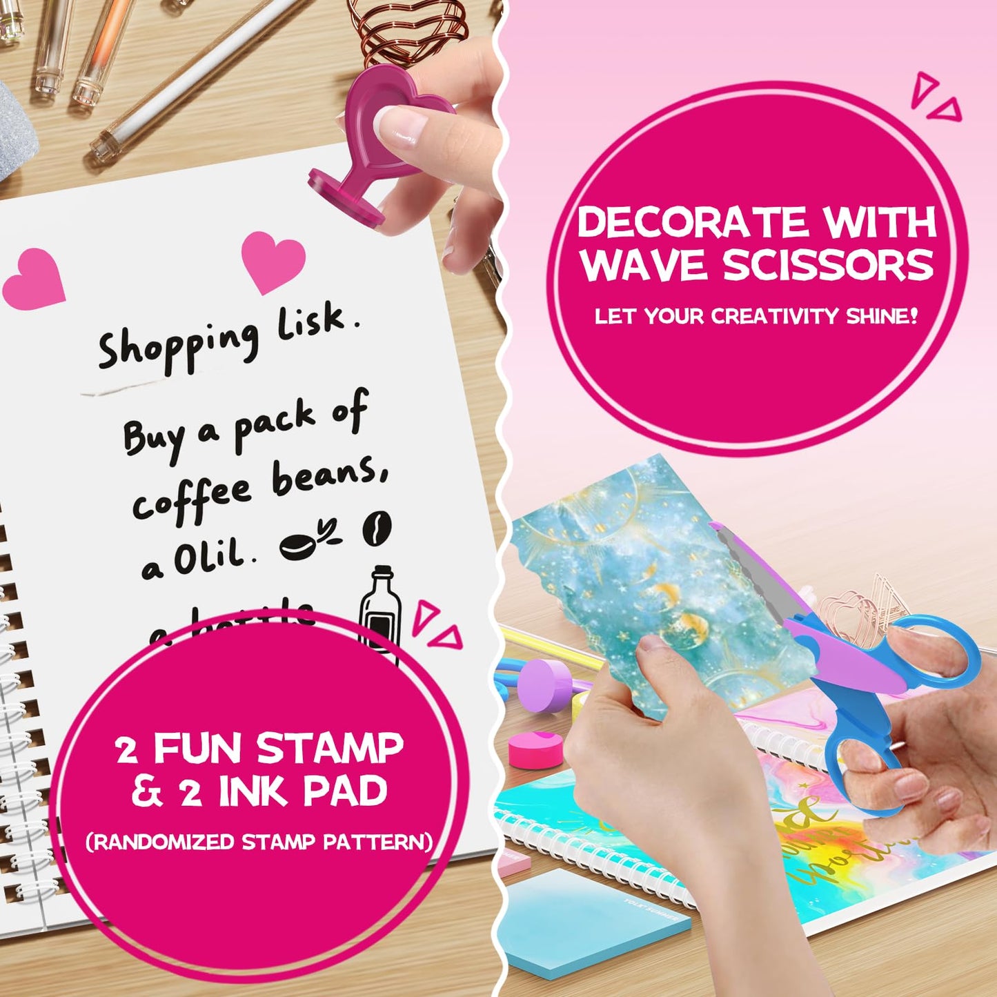 SUPMANGO 2-Pack DIY Journal Kit for Girls Ages 8-14,DIY Journal Set Stationary Birthday Gifts Ideas for Girls,Art Crafts for Tween Kid Scrapbook & Diary Supplies Set