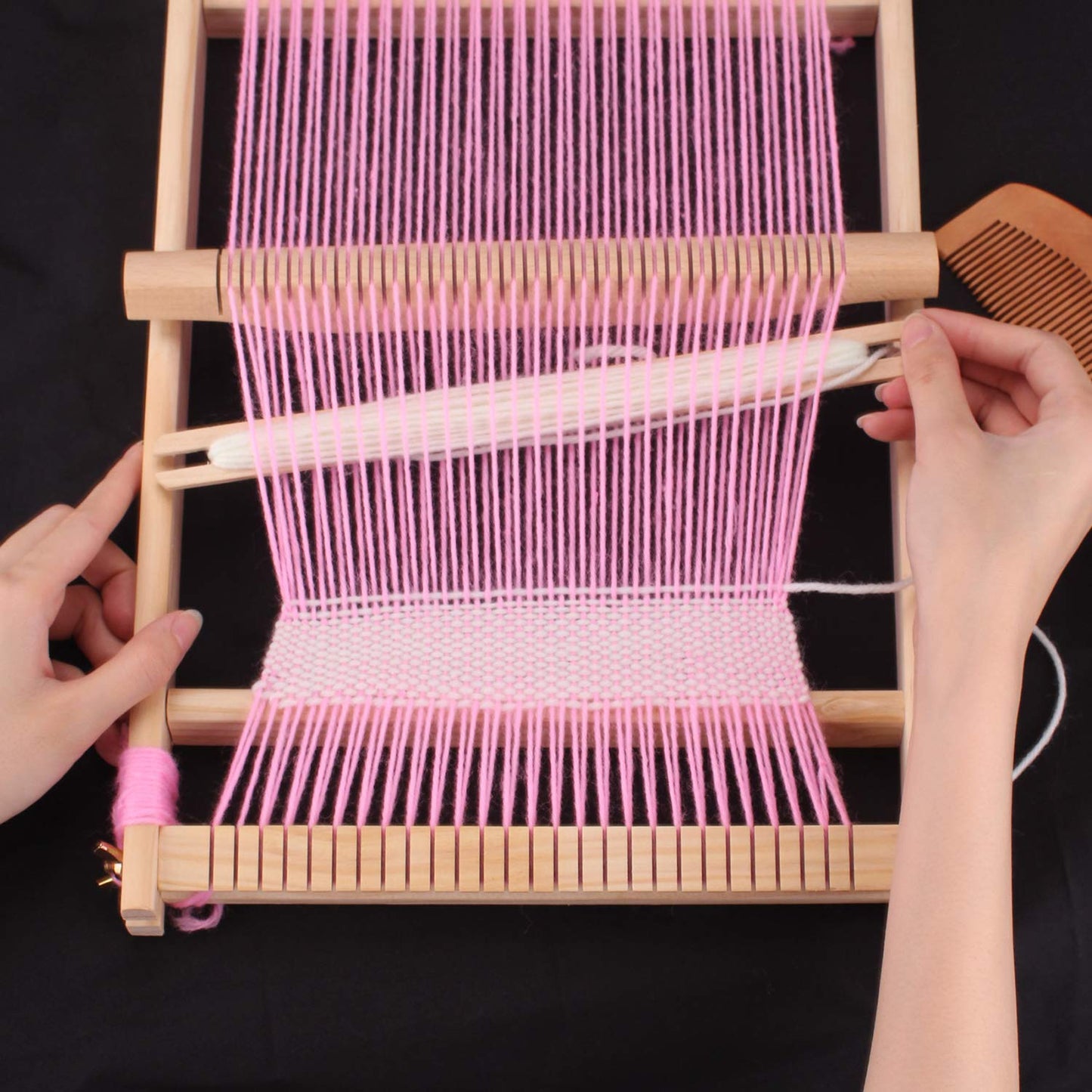 CYCHIRV Weaving Loom Kit, 15.2" H x 9.85" W Wooden Tapestry Looms, Warp Frame Loom Heddle Bar for Weave Board Weaver Tapestry Kids Beginner