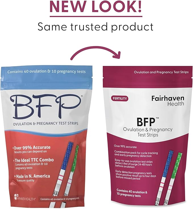 Fairhaven Health BFP Kit - 40 Ovulation and 10 Pregnancy Test Strips – Monitor LH and HCG Levels- Early Detection at Home for Women Trying to Get Pregnant - Made in North America