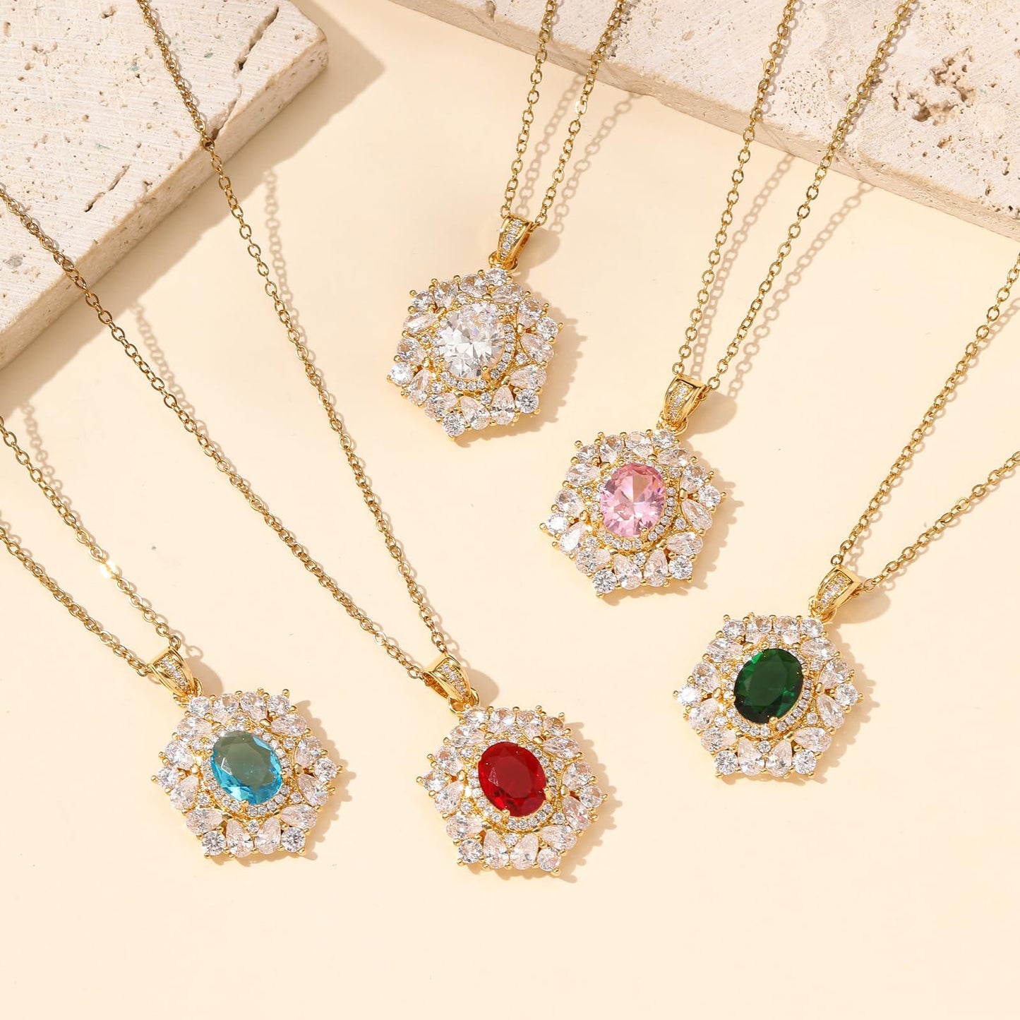Red Baroque July Birthstone Ruby Necklaces for Women-Gold Plated Ruby Jewelry Waterproof Non Tarnish Maximalist Jewelry Necklace Birthday Valentines Day Mother's Day Christmas Thanksgiving Gifts