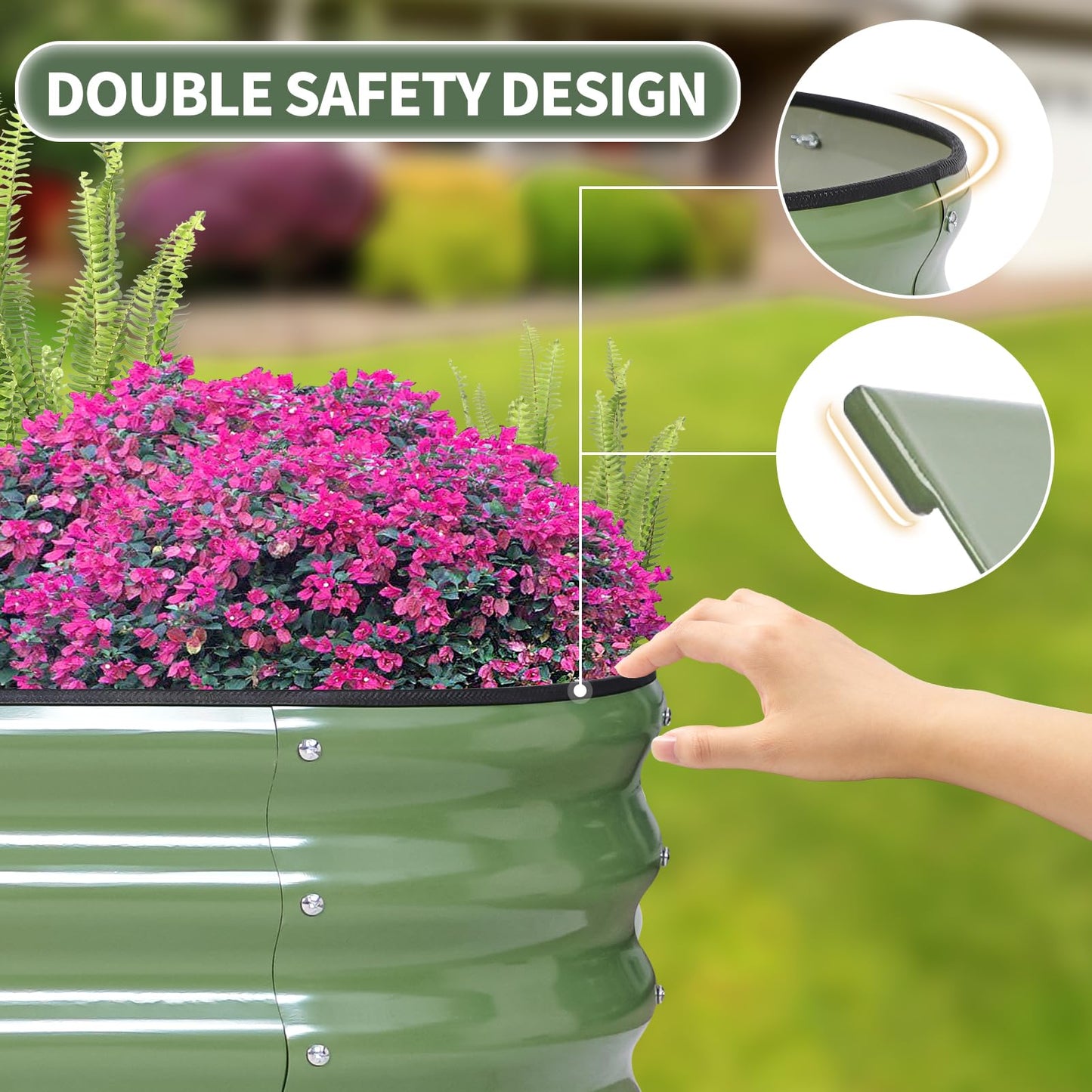 1MORE Galvanized Raised Garden Bed- Planter Garden Boxes Outdoor, Raised Beds for Gardening,8x2x1ft Metal Garden Bed Kit for Vegetables Flower, Planter Raised Beds with Tools.Green