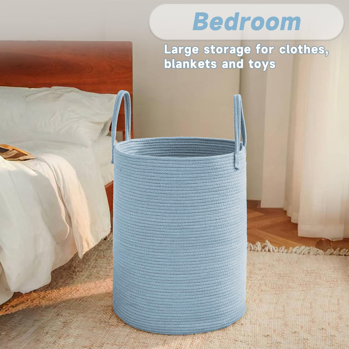 100L Cotton Rope Laundry Basket Hamper
