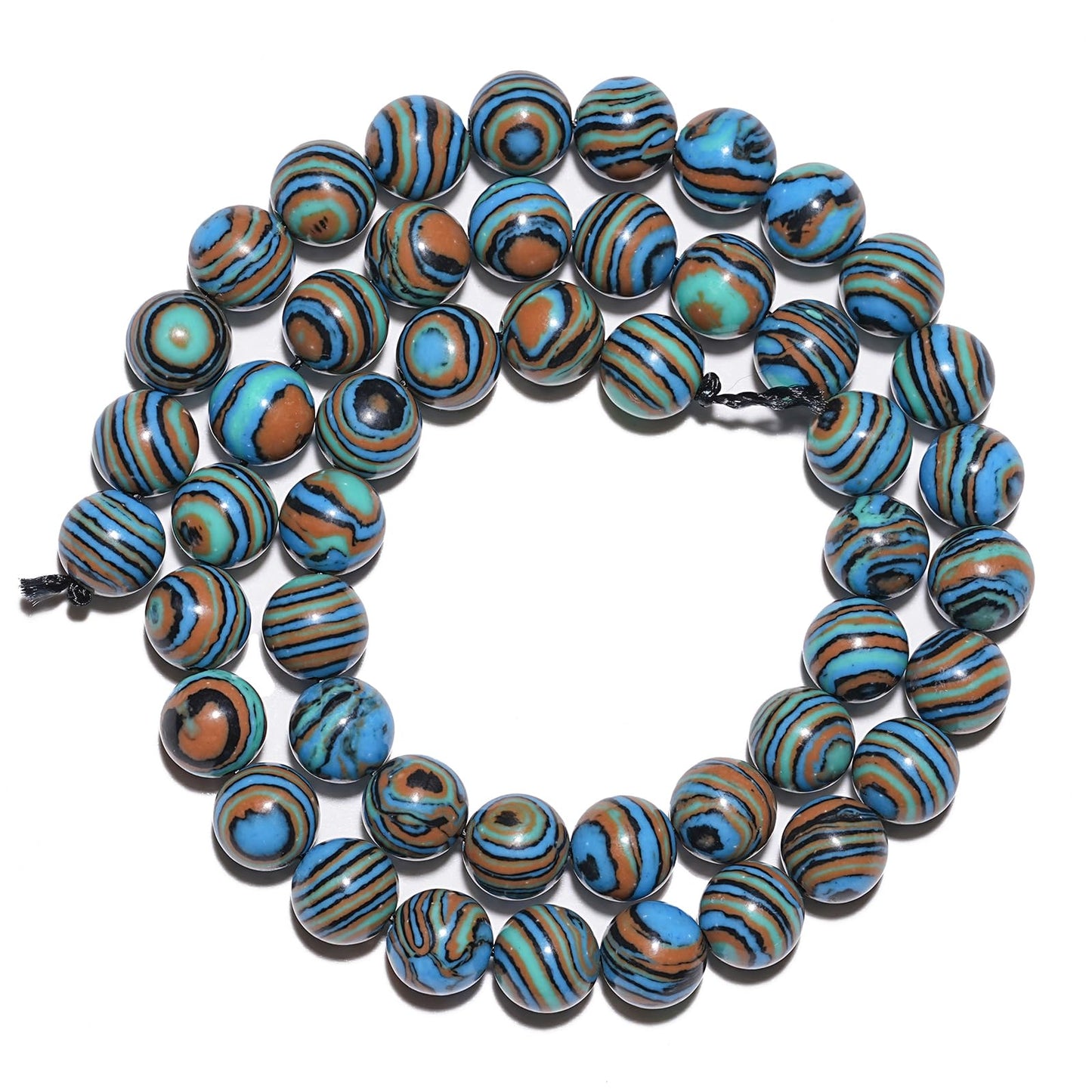 10mm Natural Blue Malachite Gemstone Beads Polished Round Smooth Stone Beads for Bracelets Jewelry Making 15inch Loose Beads
