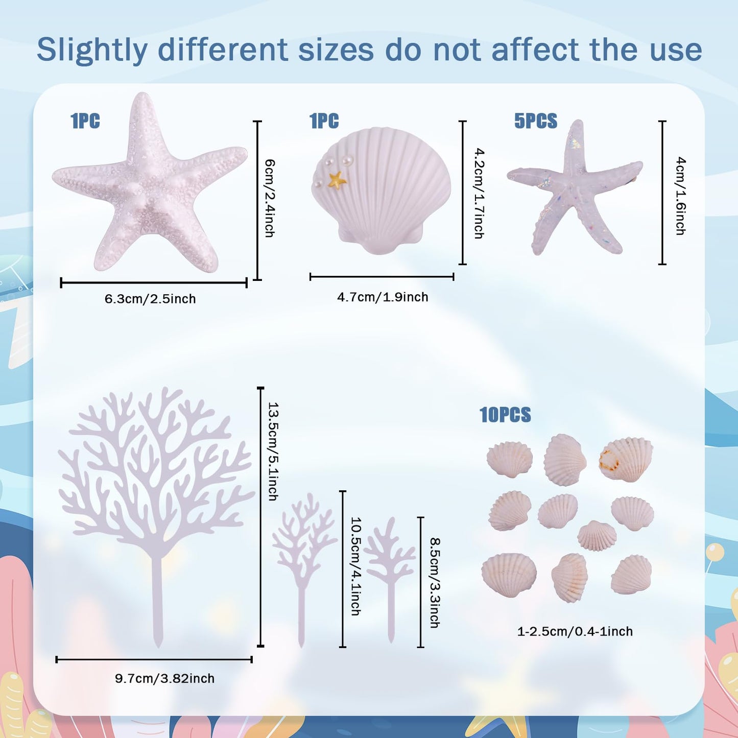 Morofme 20pcs Seashells Cake Toppers Ocean Cake Decorations Starfish Cupcake Toppers Beach Seashell Cupcake Topper Under the Sea Theme Dessert Decor for Baby Shower Birthday Summer Party Supplies