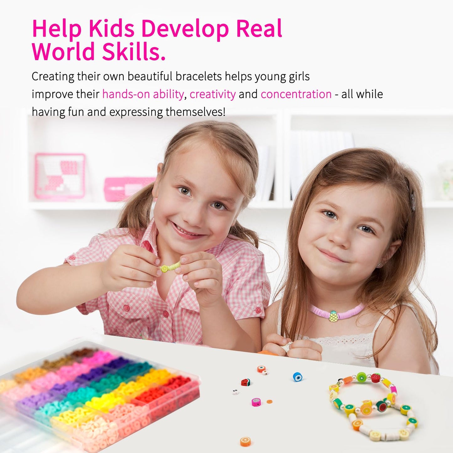 Sistenia Bracelet Making Kit, 12000Pcs Clay Beads 48 Colors in 3 Boxes, Friendship Bracelet Kit with Elastic Strings, Polymer Spacer Beads, Jewelry Making Crafts Gift for Teens Adults