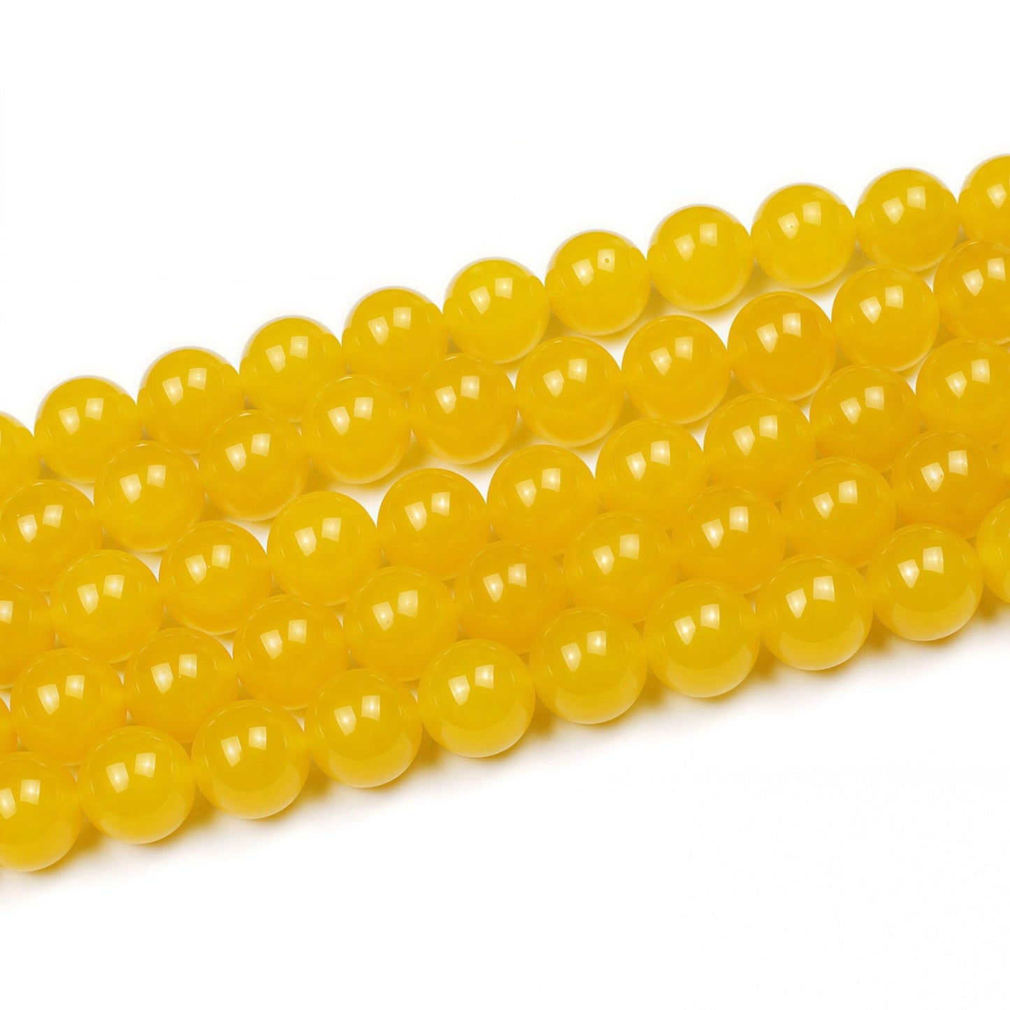 MJDCB Natural Yellow Jade Round Loose Beads for Jewelry Making DIY Bracelet Necklace (10mm)