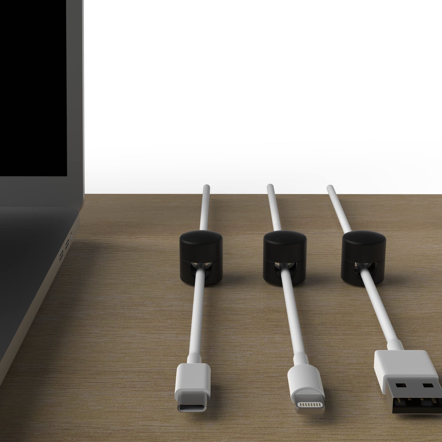 ICONIT Cable Anchors for Desk Organization Black | Premium Aluminum Cord Organizers | Charger + Cable Management Clips for Home & Office | Stylish, Sturdy, & Functional | (3 Pack)