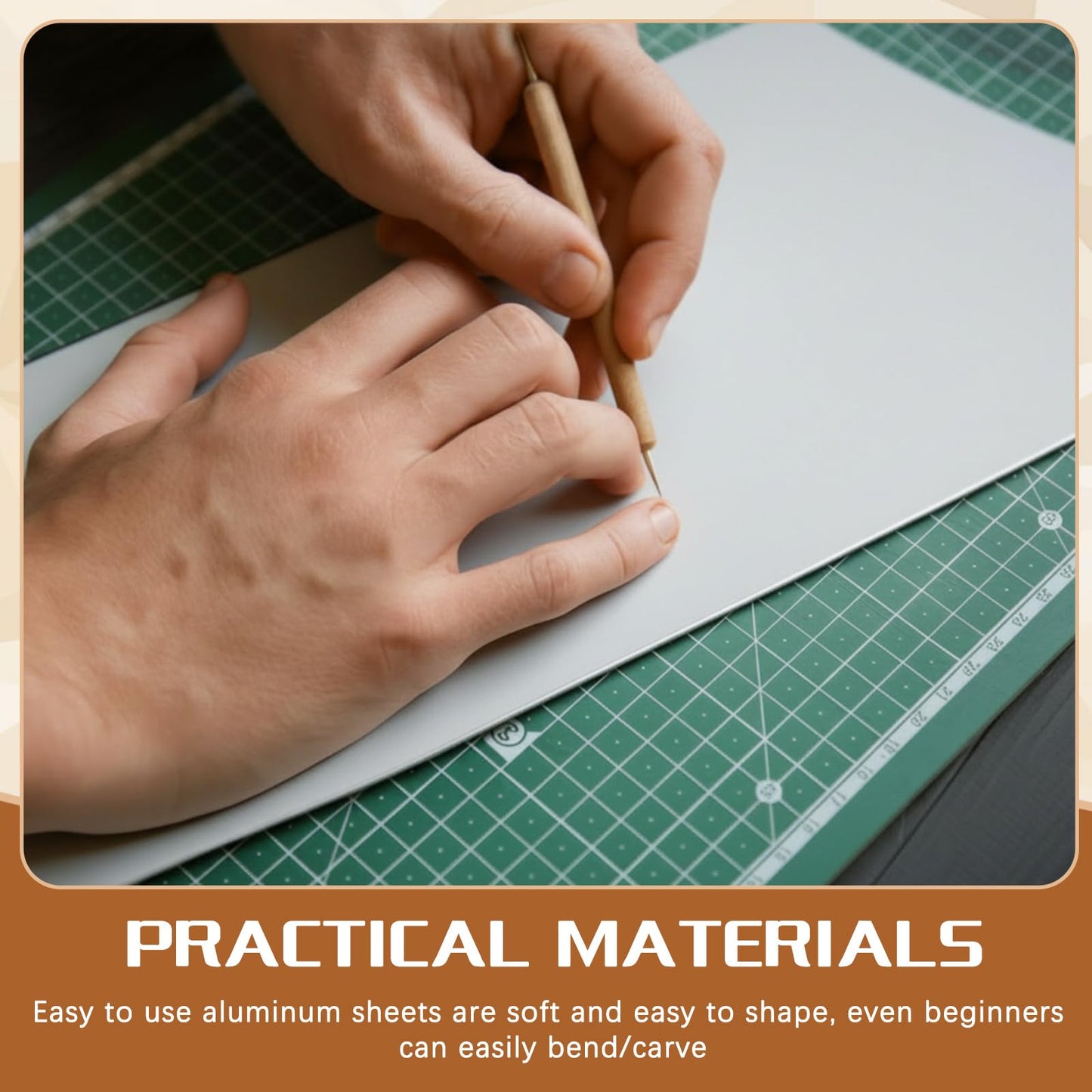 Yaocom Metal Embossing Kit, 1 Roll of 20ft Aluminum Embossing Foil, Decorative Art Craft Metal Foil Sheet Tools, Silver Shimmer Crafting Accessory, Creative Artwork Making Kit, Handcraft Supplies