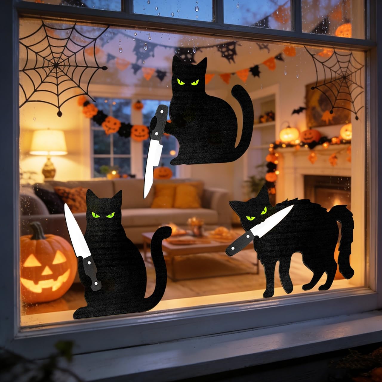 HESUSLA Scary Black Cat Halloween Wall Decor, Black Cat Halloween Decor, Dark Style Wall Art for Entryway, Kitchen, Bathroom, Living Room,Spooky Chic Home Decorations