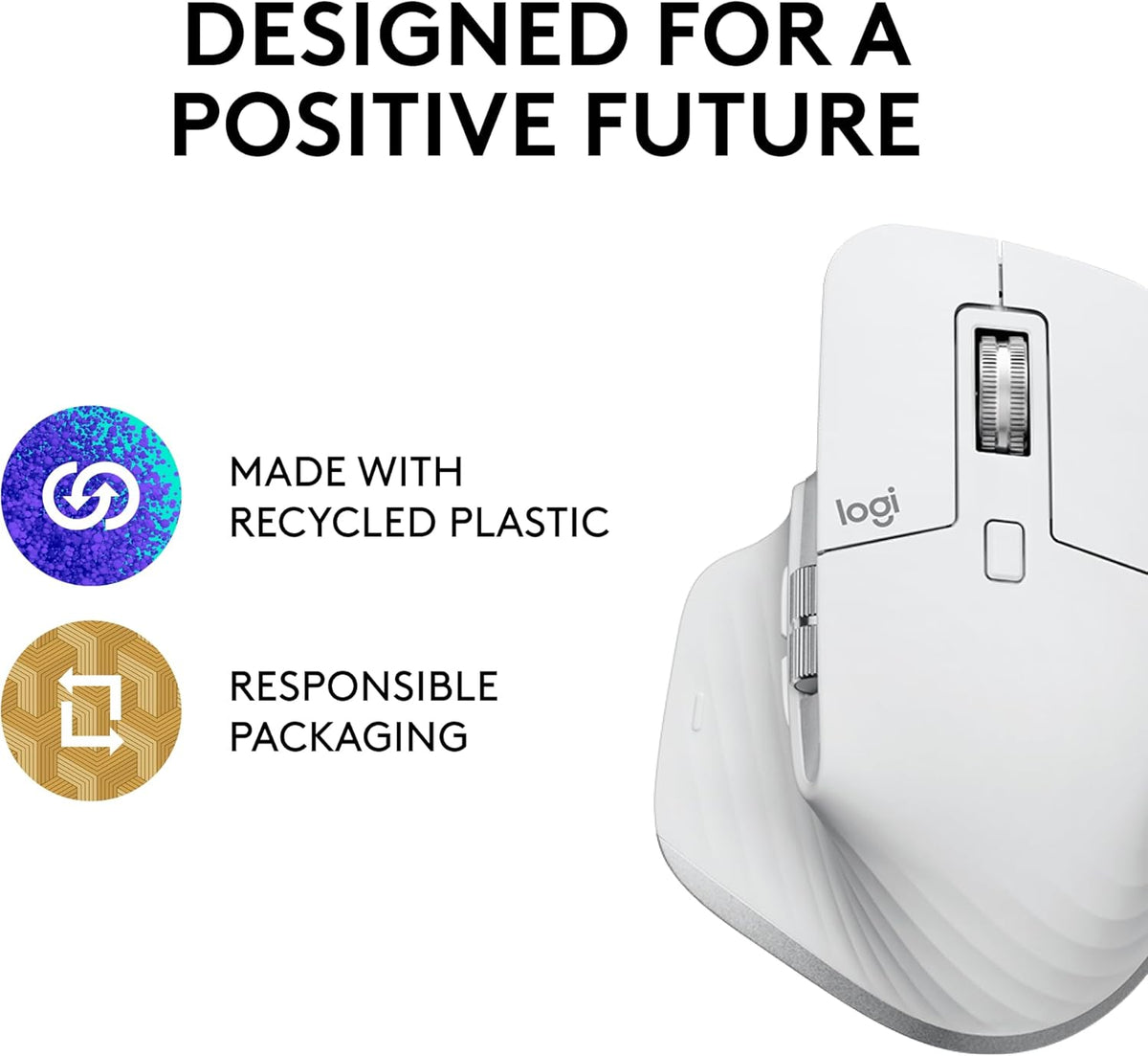 Logitech MX Master 3S Wireless Mouse Standard Edition with Logi Bolt USB Receiver, Ultra-fast Scrolling, Ergo, 8K DPI, Track on Glass, Quiet Clicks, USB-C, Bluetooth, Windows, Linux, Chrome- Pale Grey