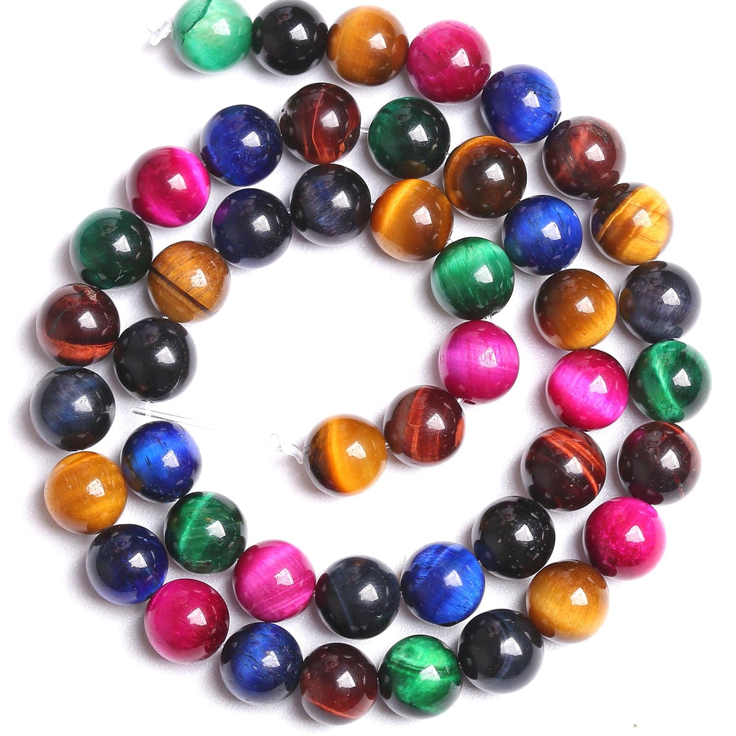 4MM 180pcs Natural Mixed Color Tiger Eye Stone Energy Healing Beads Round Loose Beads for Jewelry Making Bracelet 2 Strands 32"