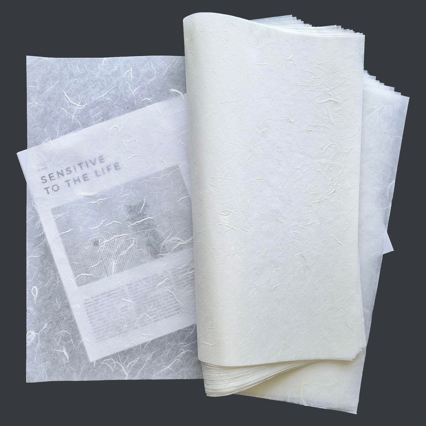 CRAFTJOY Large Mulberry Paper Sheets - 30 Sheets 16.5x16.5 Inch, Natural White Rice Paper for Origami, Gift Wrap, DIY Crafts, Calligraphy, Art, Printing, Decoupage Tissue, Journaling