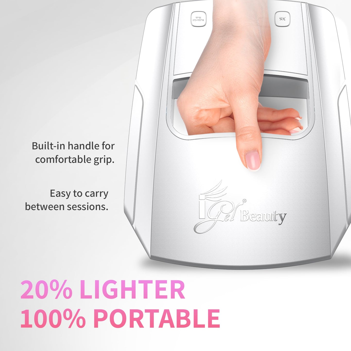 iGel Beauty Hybrid PRO 3.0 XL UV/LED Nail Lamp – Wireless Rechargeable 48W Nail Dryer, Extra Wide Full-Hand Curing, 9000mAh Battery, Smart Timer & Builder Gel Mode, Cordless Professional Lamp