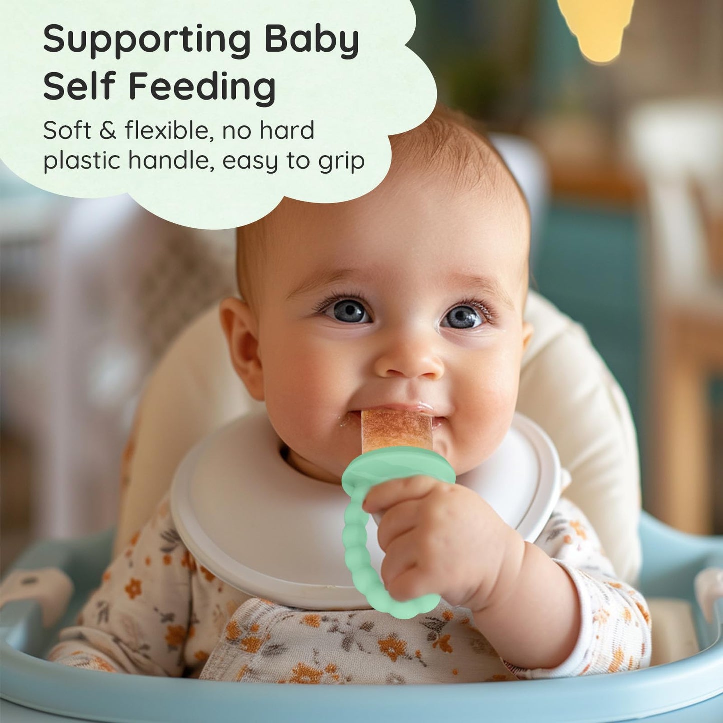 btrfe Baby Ice Lolly Mould, Silicone Petite Pops, Baby Popsicle Mold Set Tiny Pops and Teether for Infants 4+ Months Teething Relief, Baby Essentials