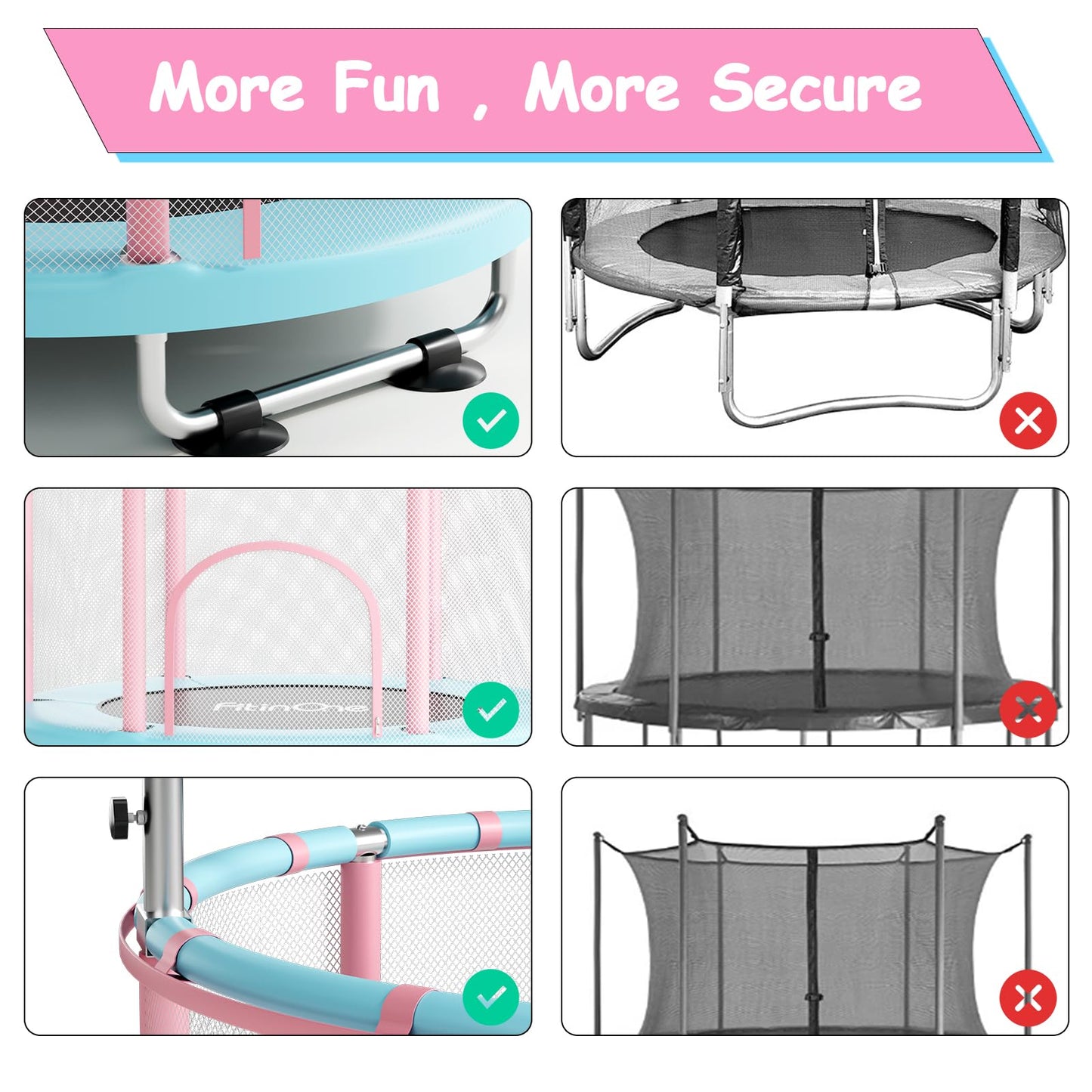 FitinOne 55" Toddler Mini Trampoline for Kids, Indoor Outdoor Toys with Swing, 440lbs Baby Kids Trampoline, Gymnastics Bar, Birthday Gifts for Boy Girl Age 1-8
