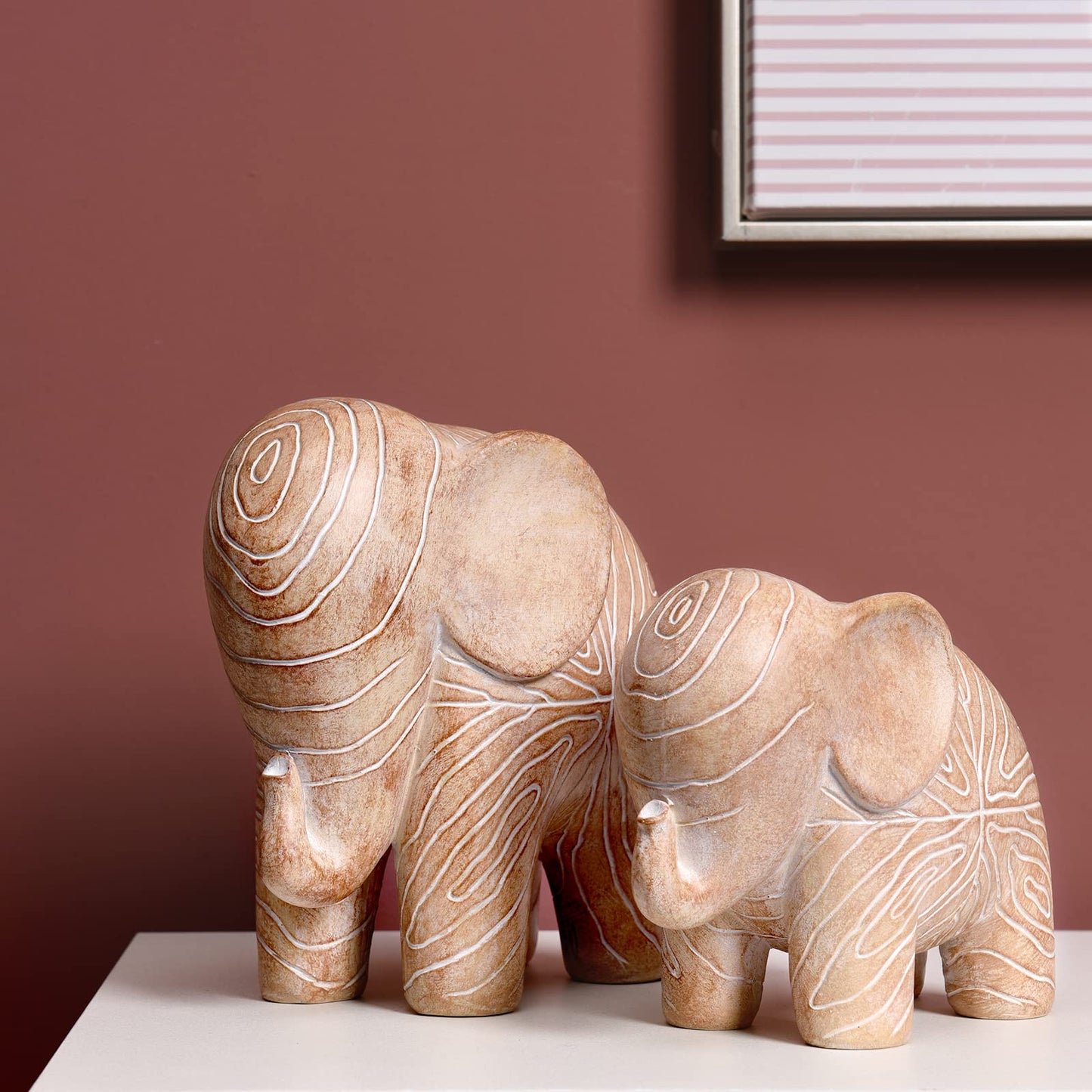 Kakizzy Elephant Statue, African Animal Decor, Wooden Elephant Gift for Women, Boho Decor for Living Room, Shelf, Office（1Pack, Big）