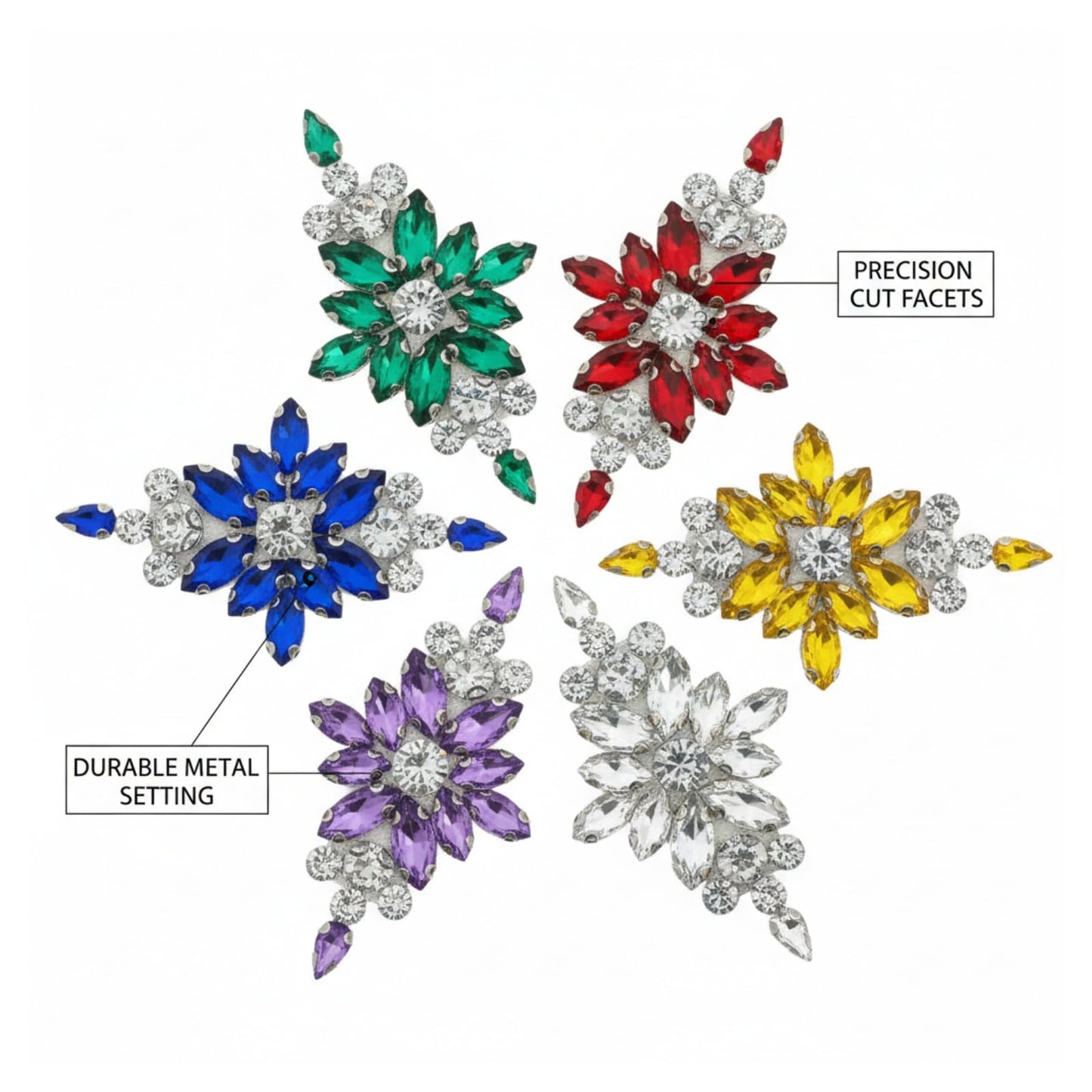PANTOSS Rhinestone Applique Iron on Patches, Crystal Iron-On Flower Sequin Embellishments for DIY, Shoes, Wedding Sash, and Headpieces (4pcs, Aquamarine Blue)