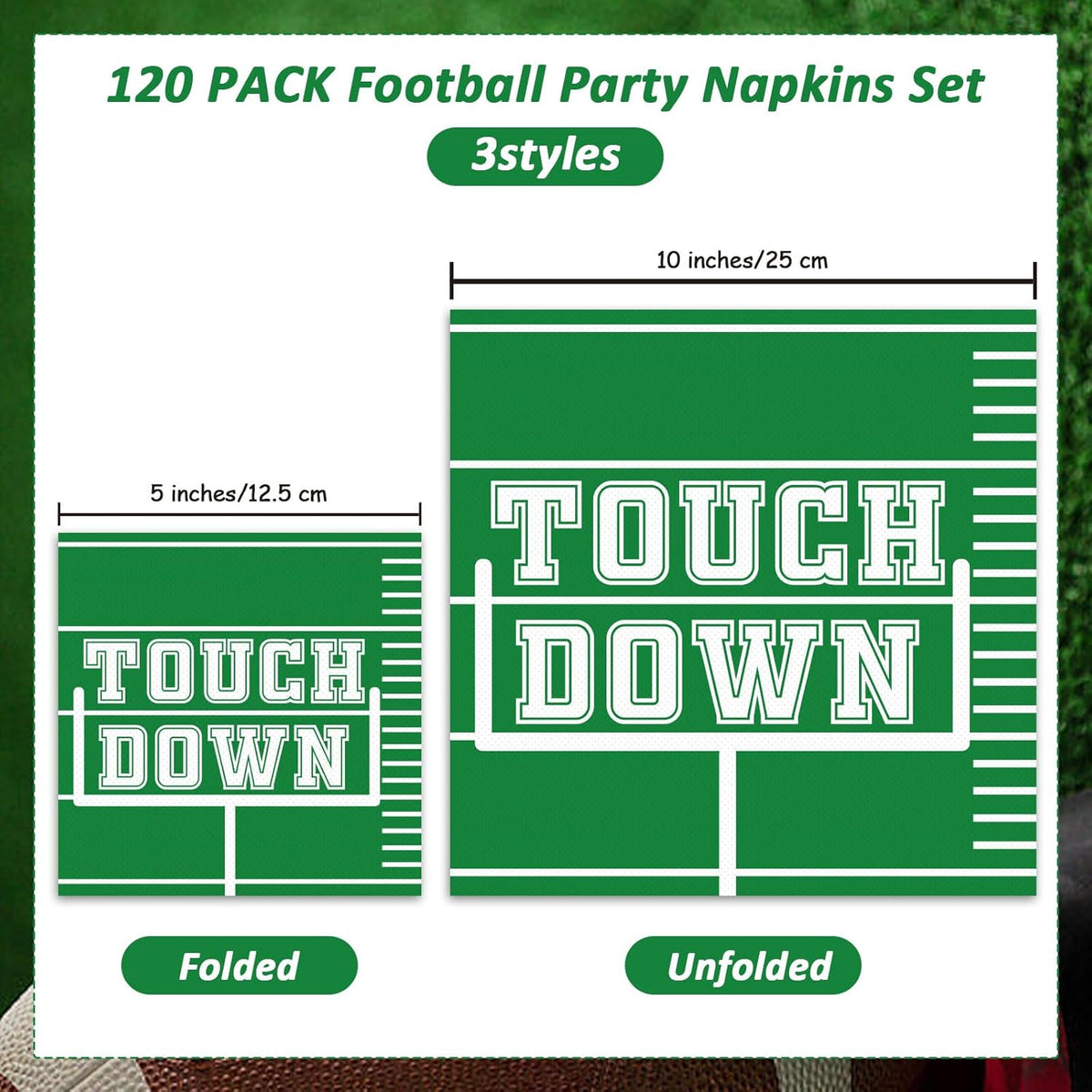 120pcs Football Party Napkins Supplies Disposable Football Birthday Paper Napkins Set Decorations for Sport Events Football Frenzy Game Time Tailgate Party Favors, 3 Design