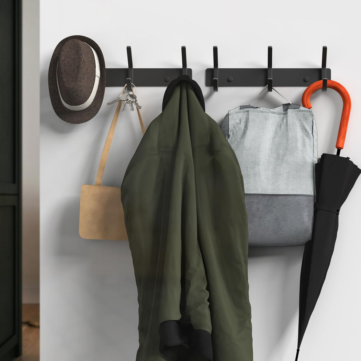 Coat Hooks Wall Hook for Hanging Clothes Robes Towels Hats Heavy Duty Coat Hanger Coat Rack Wall Mount with 3 Hooks