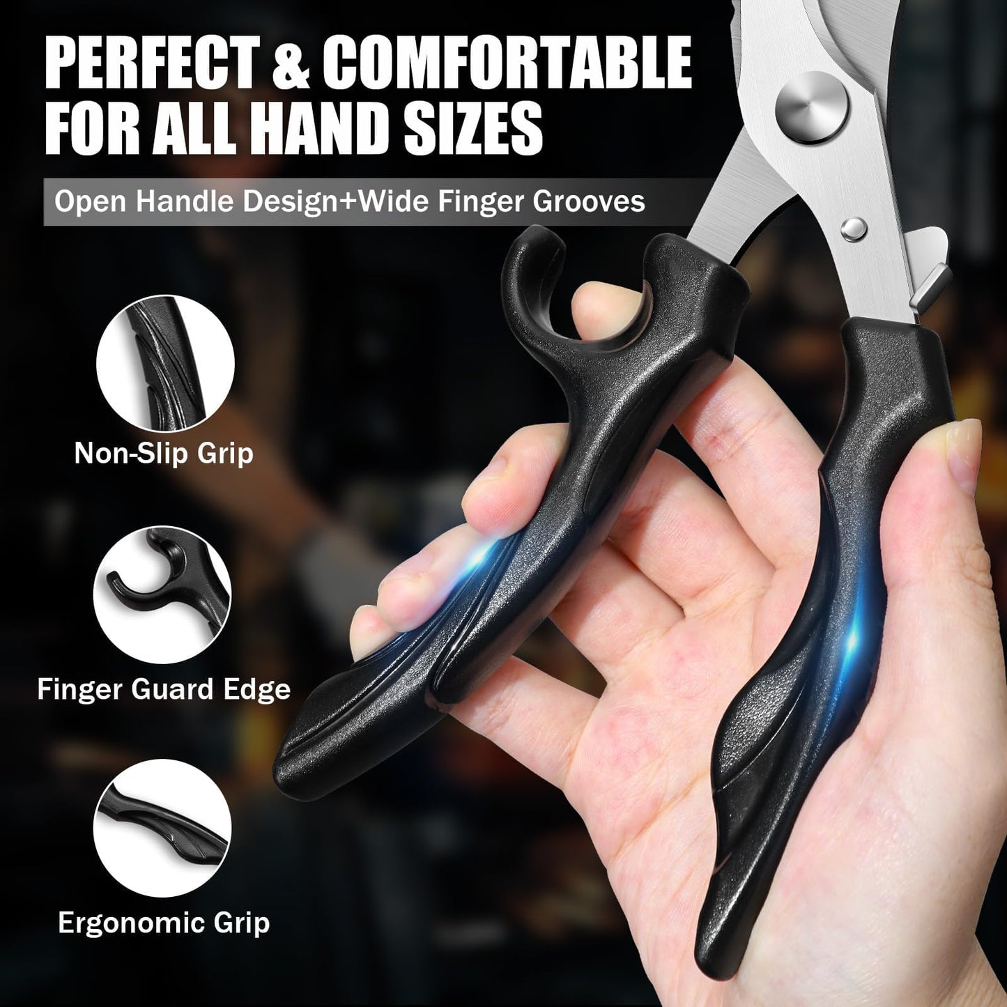 PURPLEBIRD Kitchen Scissors All Purpose - Stainless Poultry Shears Dishwasher Safe, Heavy Duty Kitchen Shears for Food, Cooking Scissor for Chicken, Fish, Turkey, Vegetable