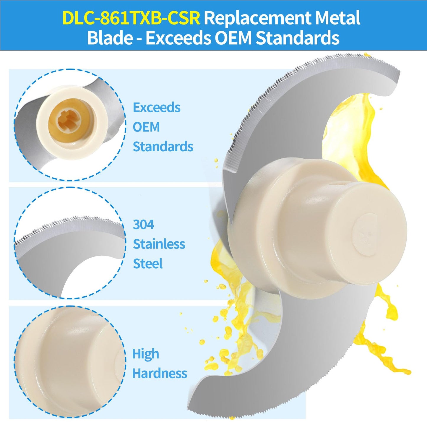 DLC-861TXB-CSR Replacement Chopping Blade – Compatible with Cuisinart 11-Cup Food Processor, Stainless Steel Food Chopper Cutter for DLC-8, DFP-11, DLC-2011 Series – Food Processor Replacement Blade
