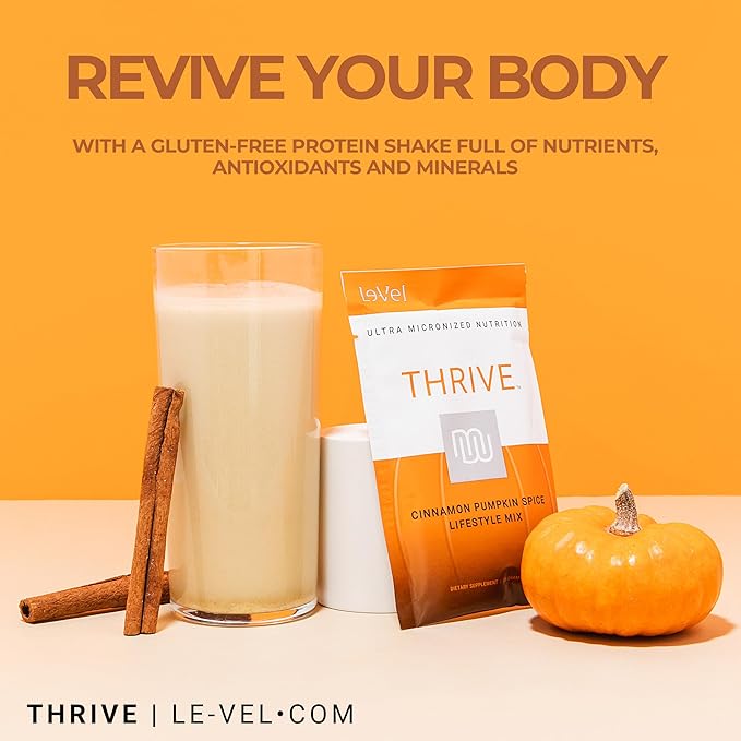 Thrive Protein Shake | 16 Packets (35g Each) | Gluten-Free, Pea Protein Blend, Probiotics, Fiber & Digestive Enzymes | Supports Lean Muscle (16 Packets (Single Servings), Cinnamon Pumpkin Spice)