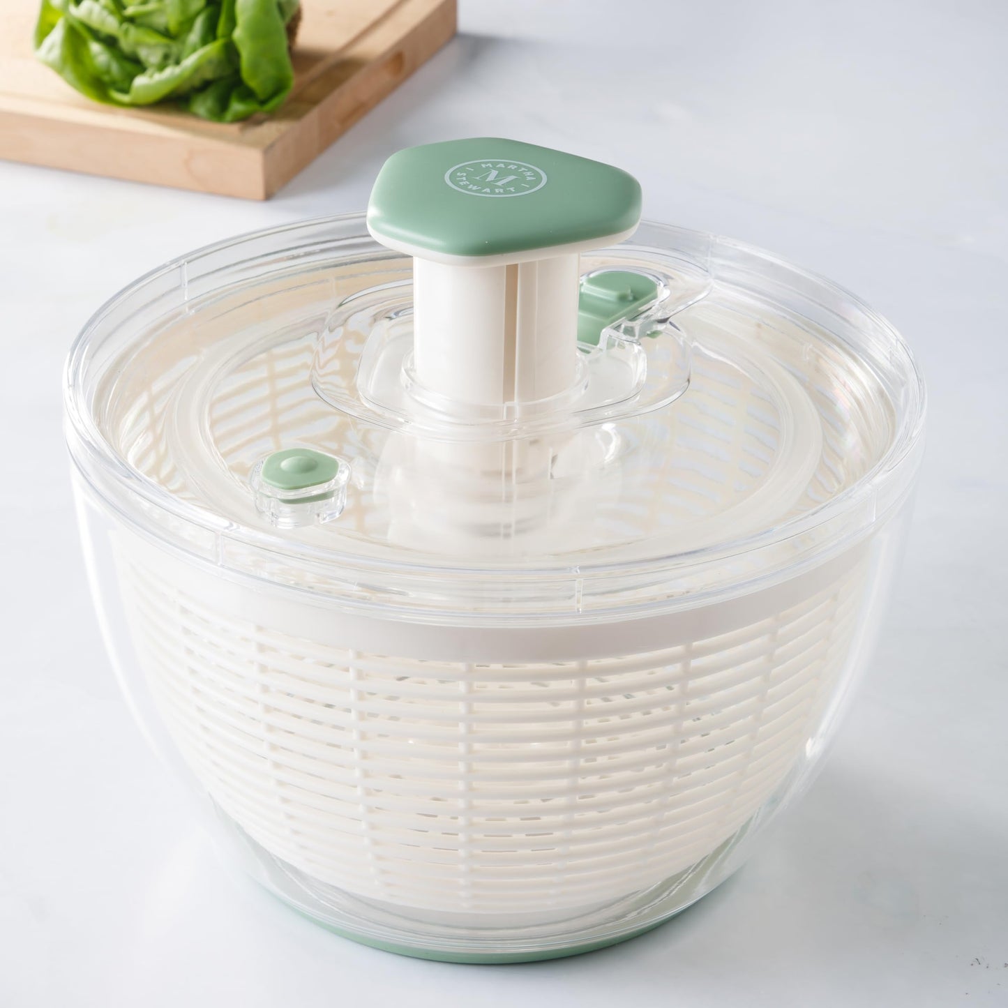 Martha Stewart Gulfwind 6.3 Qt Salad Spinner, Fruit Wahser, Fruit Washing Bowl with Strainer, Vegertable Cleaner, Salad Cleaner, Lettuce Washer