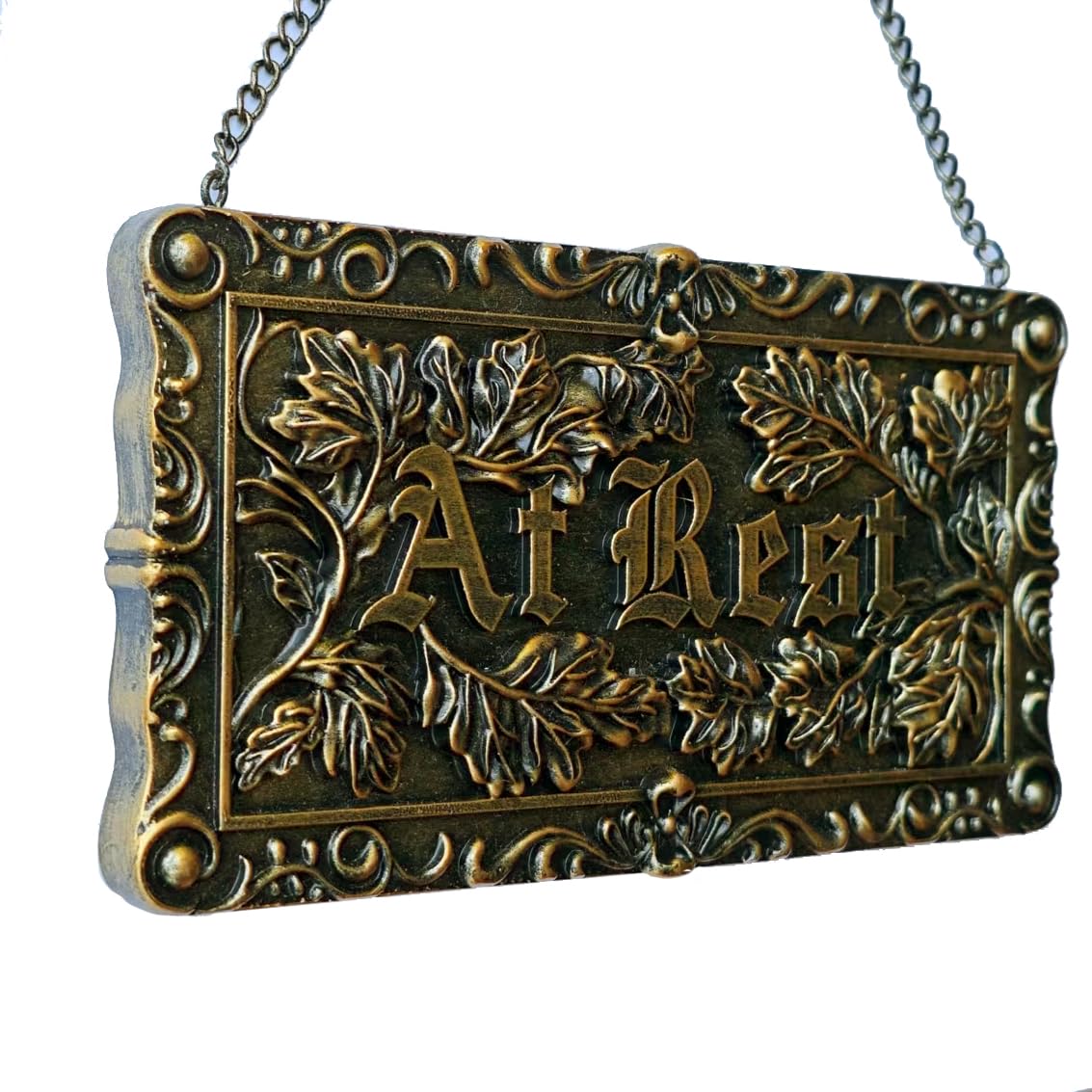 IRISVITA Gothic Decor, At Rest Sign, Dark Academia Decor, Goth Wall Art Hanging for Bedroom, Kitchen, Office, Victorian Coffin Plaque Wall Decor