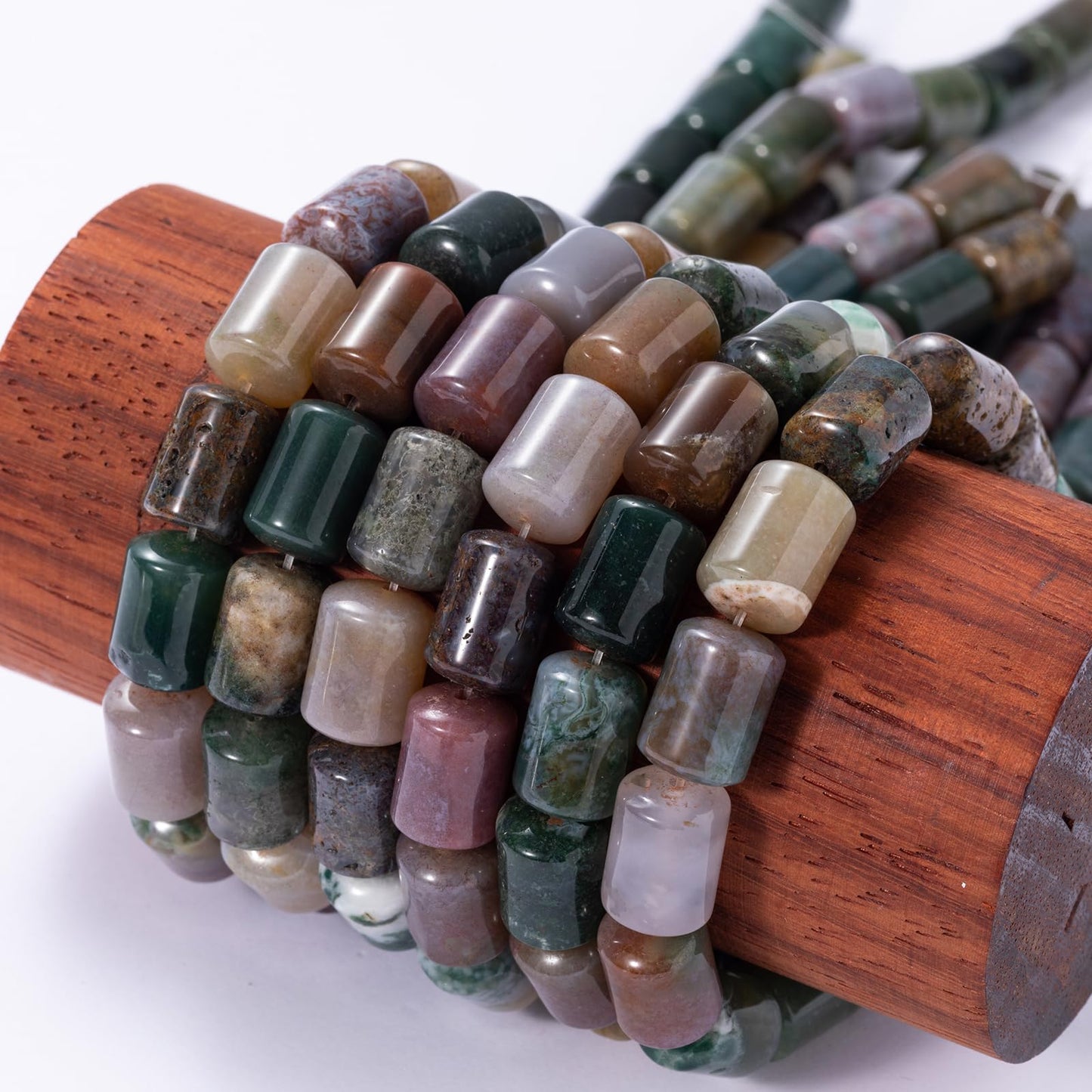 Natural Indian Agate Cylinder Tube Beads 10x14mm 38cm/str Loose Semi Gemstone Stone Beads for Making Bracelets Necklace