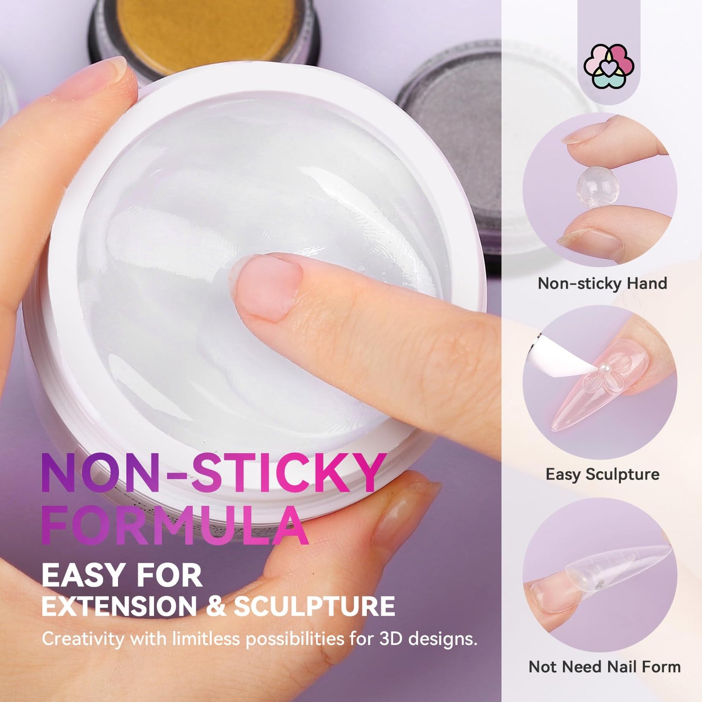 SAVILAND Solid Builder Nail Gel - 60g Large Capacity 3D Nail Gels Sculpting Gel SAVILAND 3 Set Essentials Nail Stand for Press Ons :Powerful Magnetic Nail Holder for Painting Nails Stand Fake Nail Sta